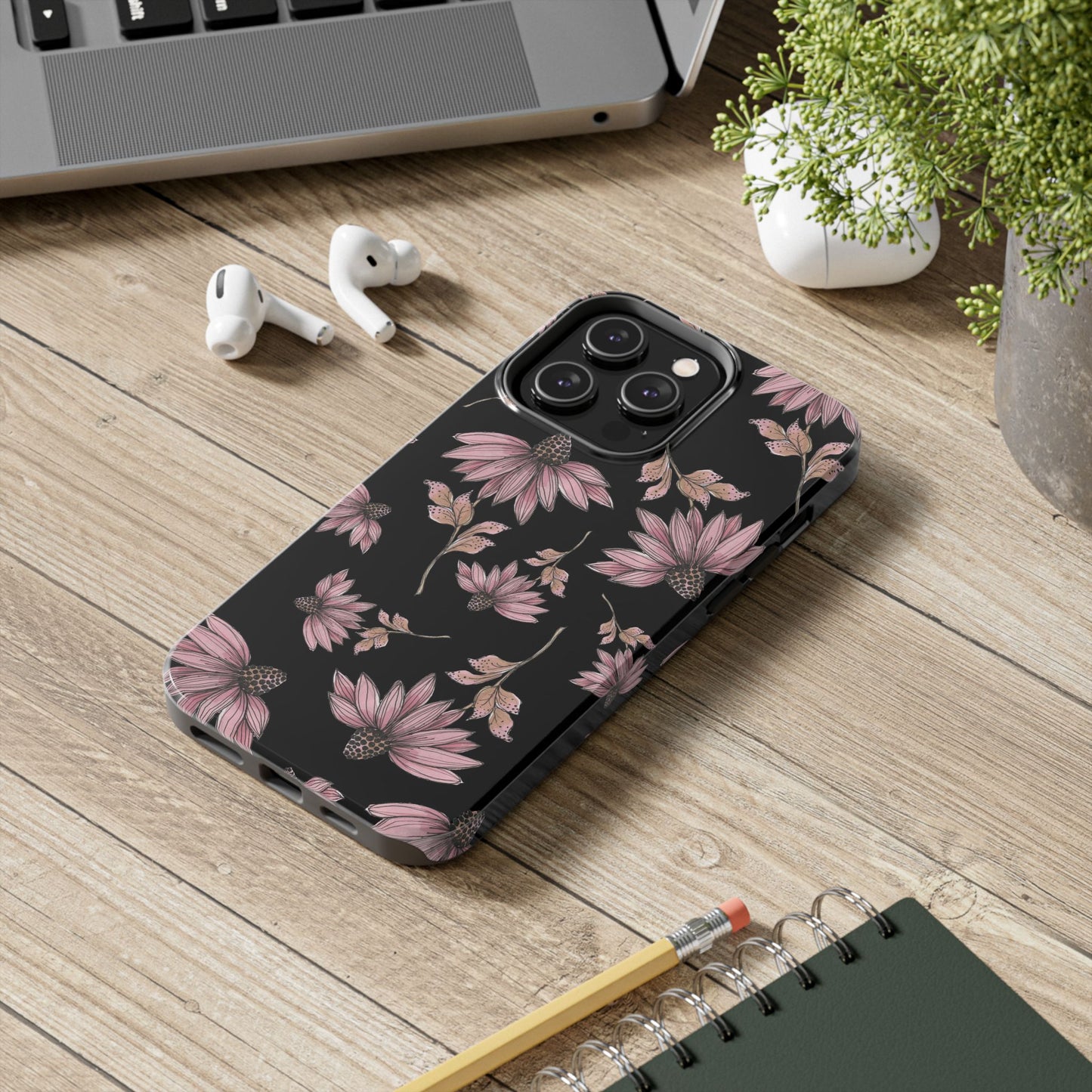 Wild Cone Flowers Black Phone Case