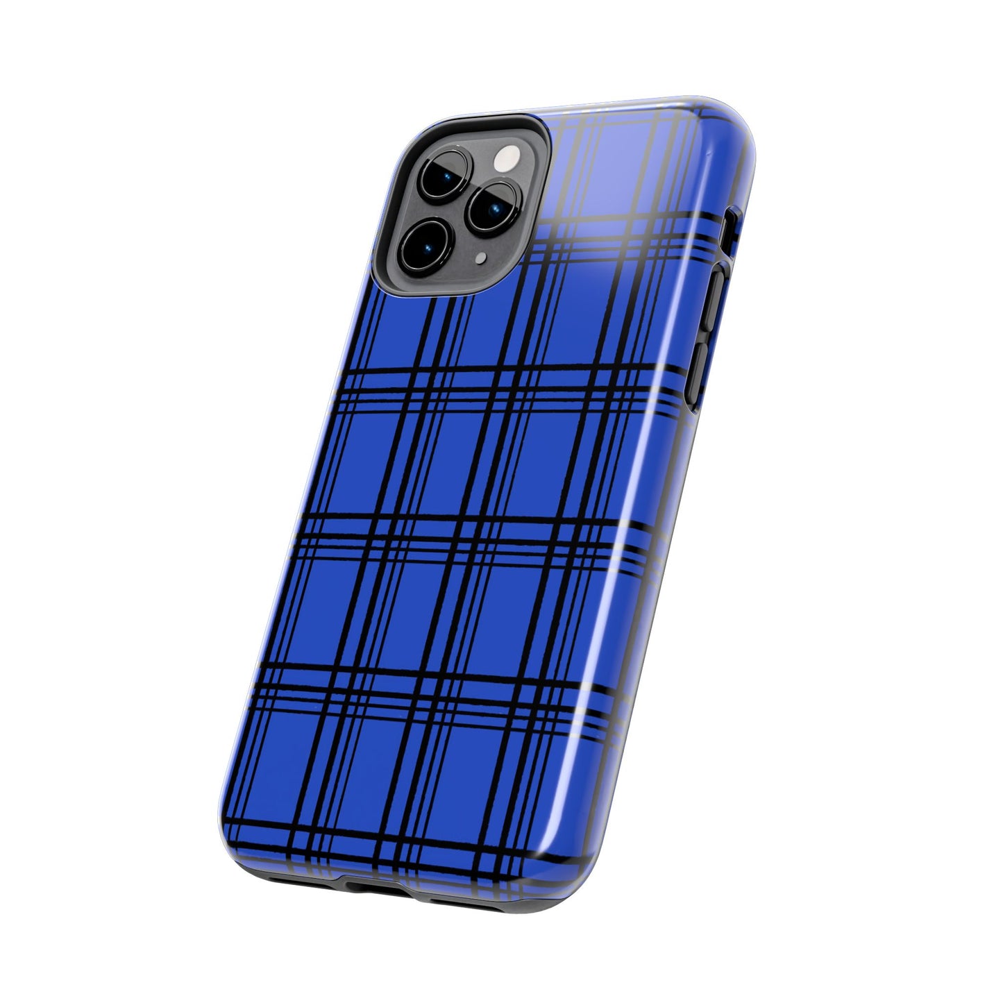 Glad Plaid Blue / Black Phone Case