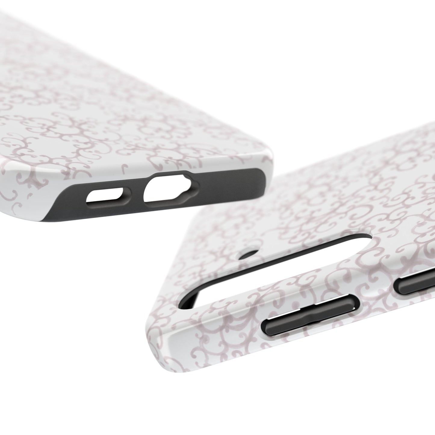 Scrollie White / Silver Phone Case