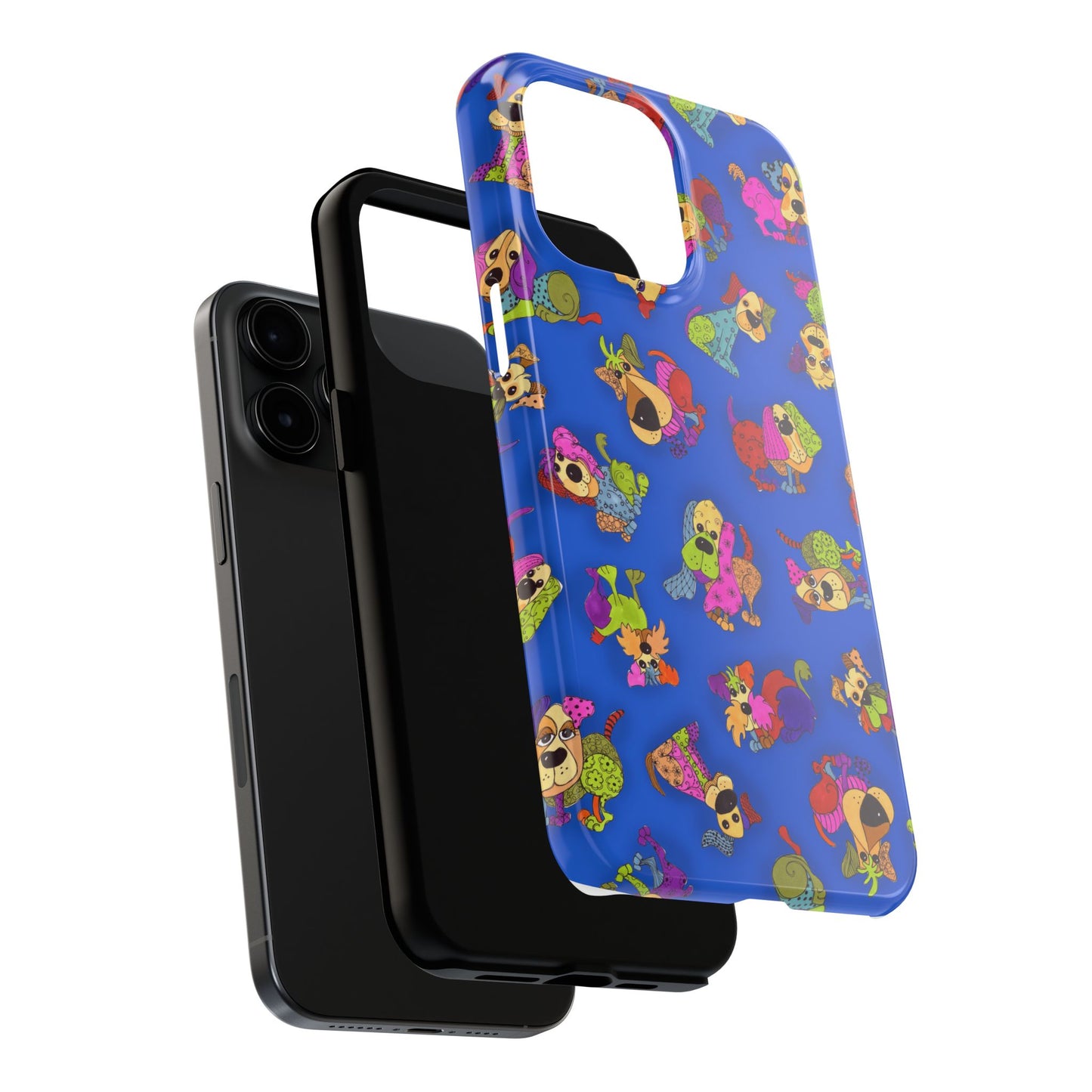 Tossed Happy Dogs Blue Phone Case