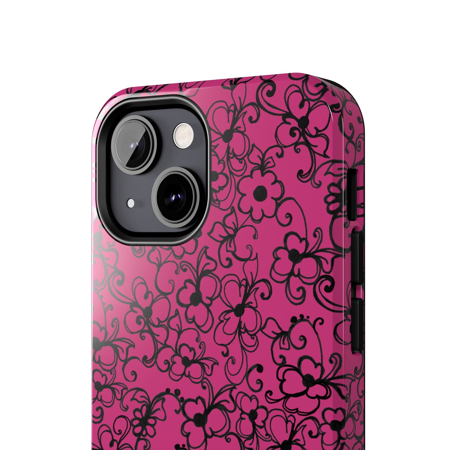 Daisy Jungle Pink / Black Phone Case