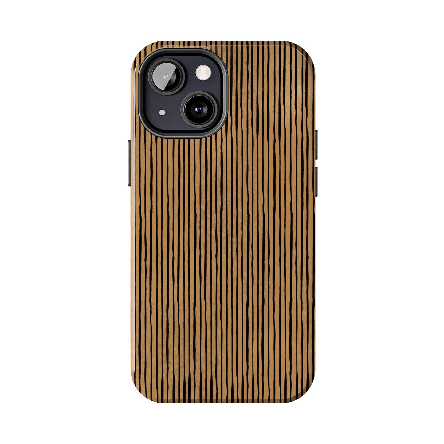 Quirky Pin Stripe Tan / Black Phone Case
