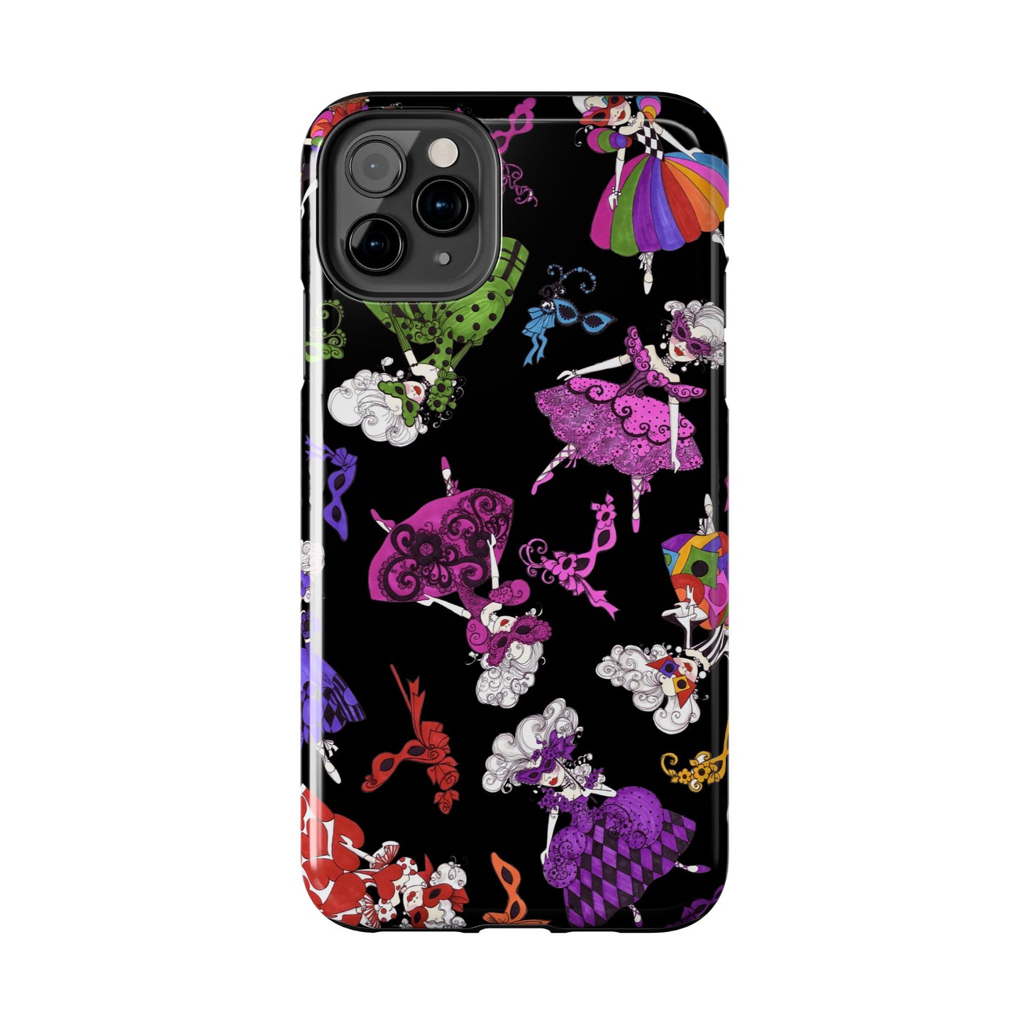 Tossed Masquerade Ladies Black Phone Case