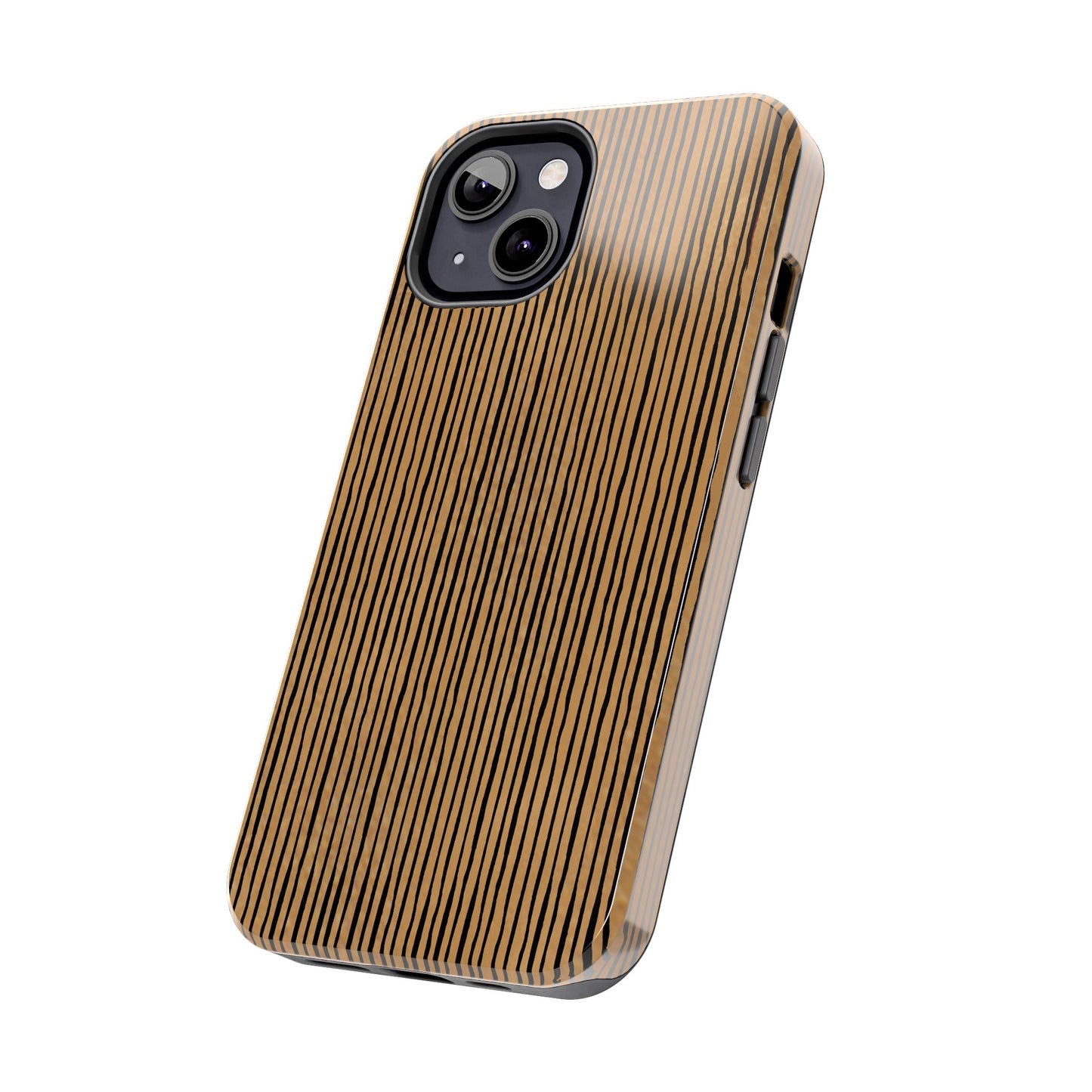 Quirky Pin Stripe Tan / Black Phone Case