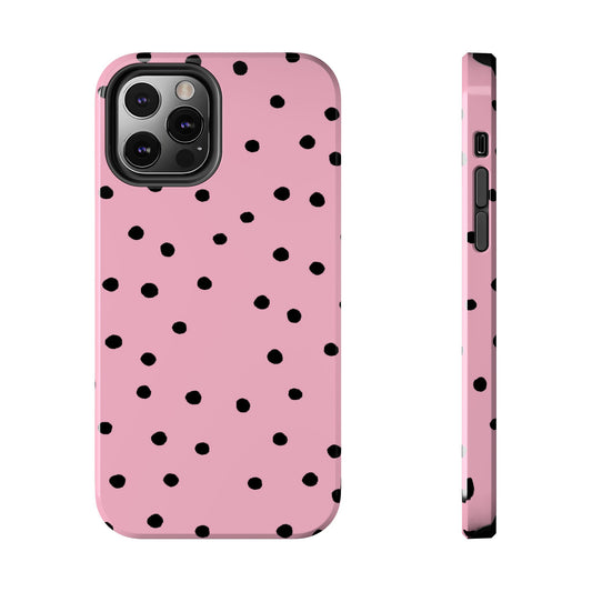 Dinky Dots Pink / Black Phone Case