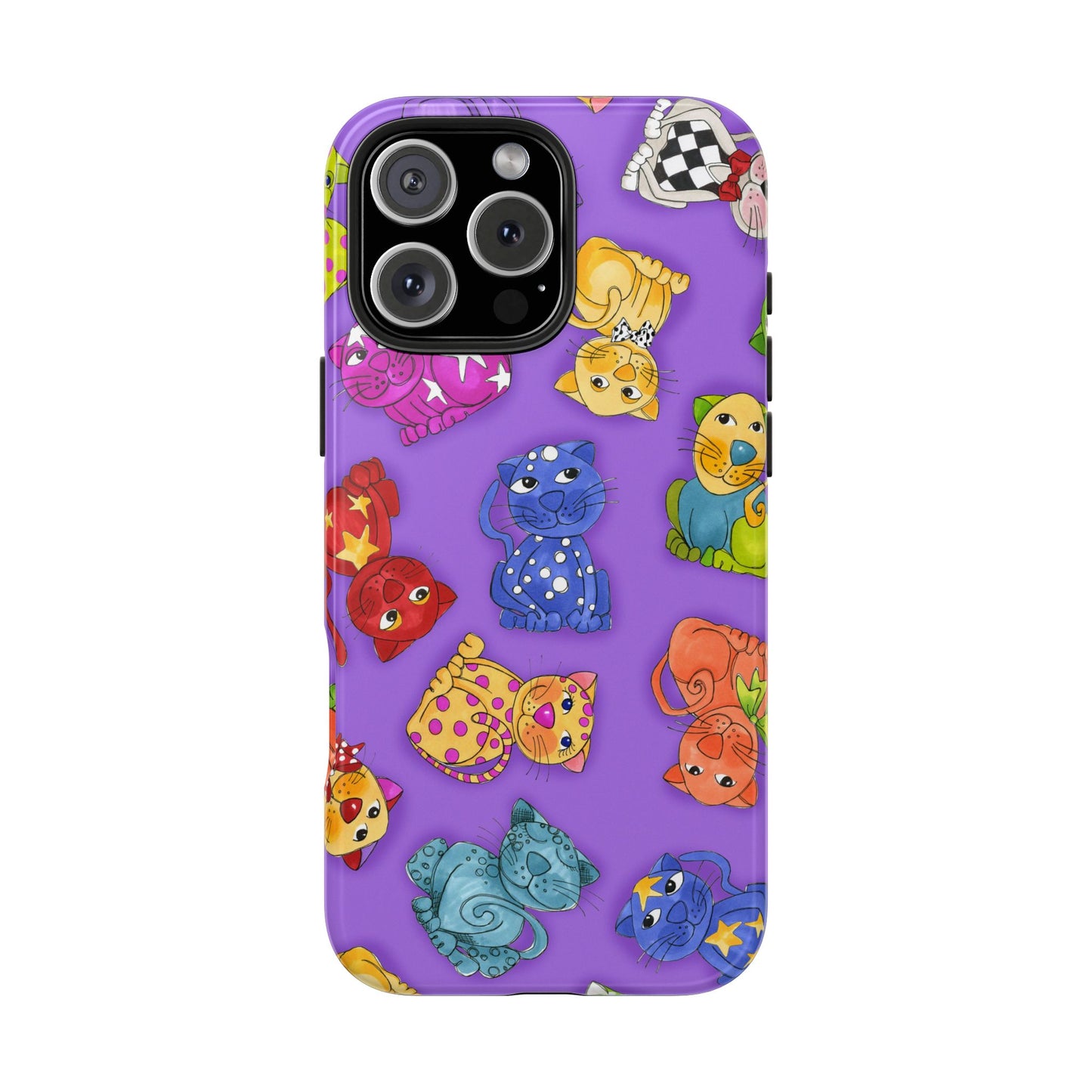 Tossed Happy Cats Purple Phone Case