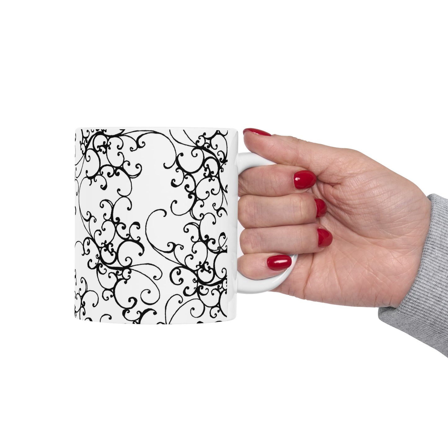 Elegant Scroll White / Black Cup