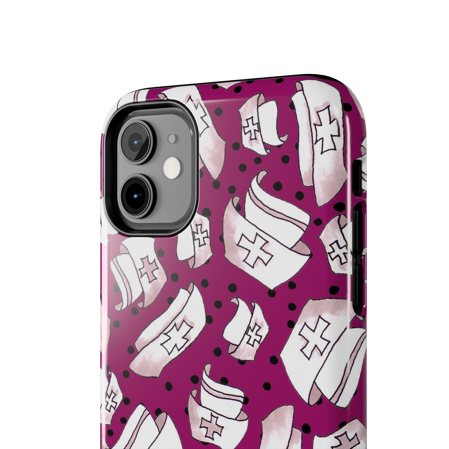 Med Hats Burgundy / Black Phone Case