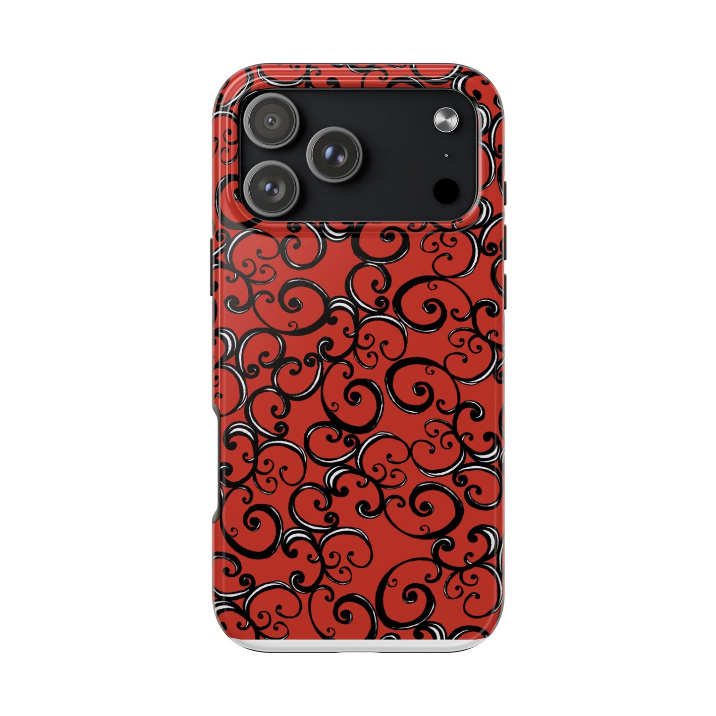 Curls Red / Black Phone Case