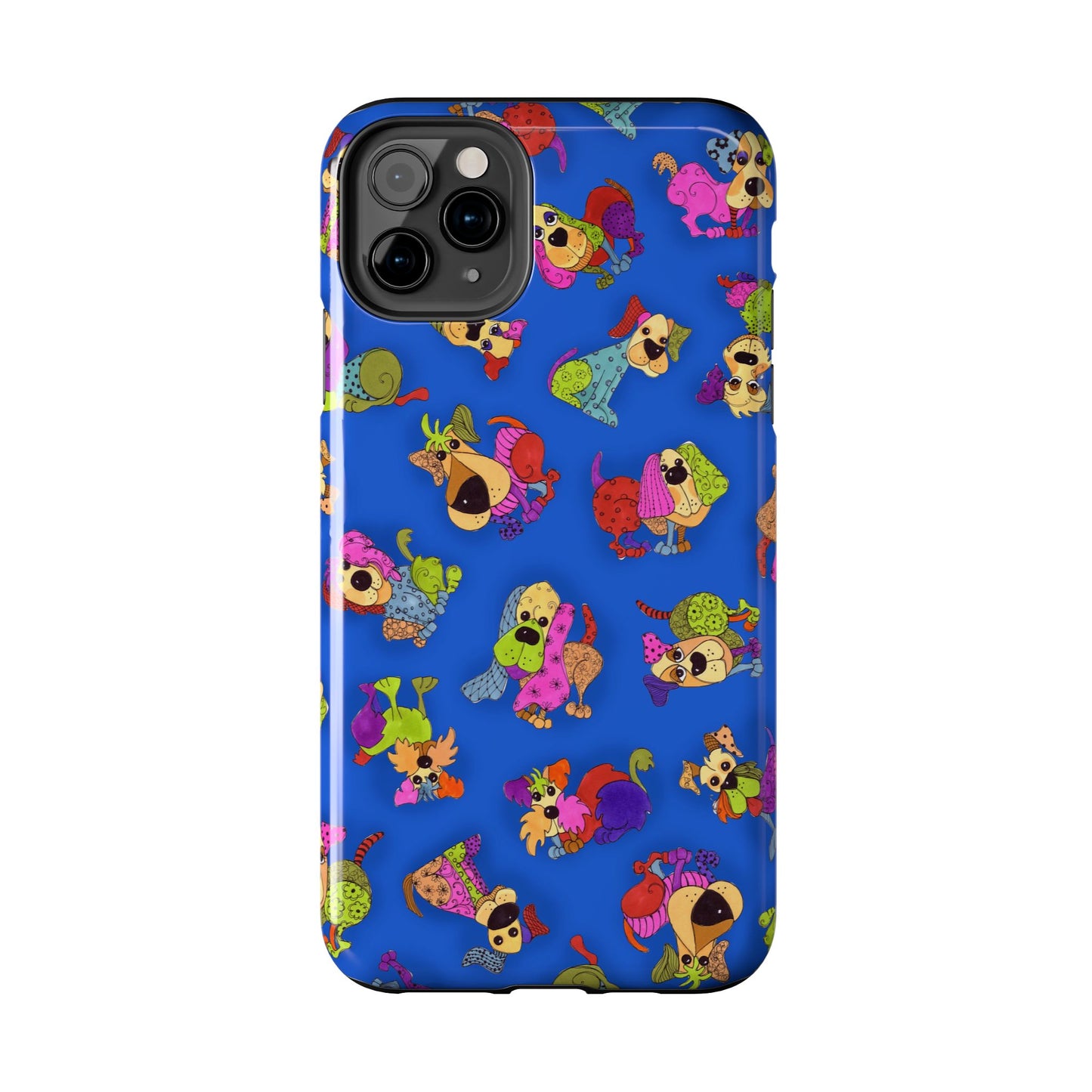 Tossed Happy Dogs Blue Phone Case