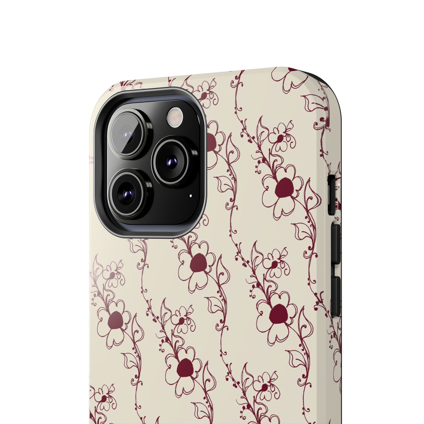 Diagonal Daisies Ivory / Red Phone Case