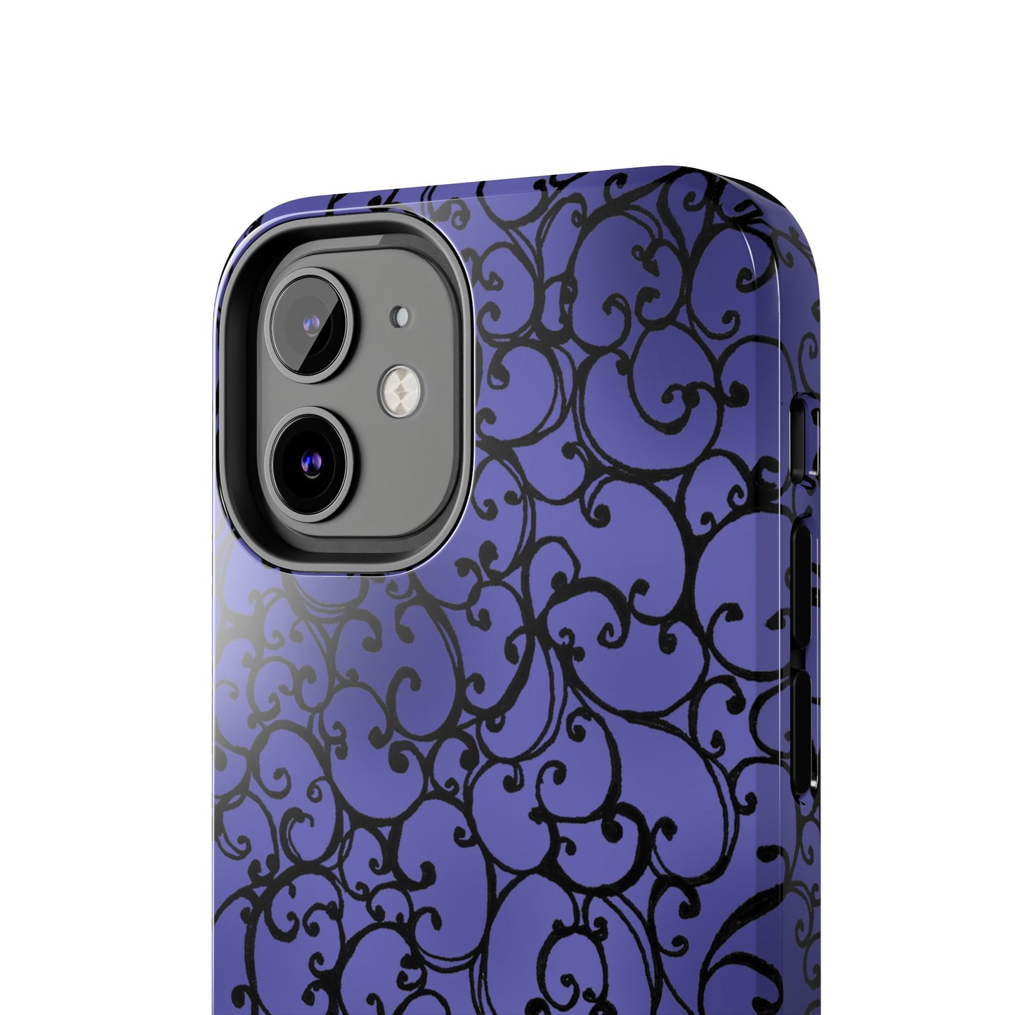 Scrollie Violet / Black Phone Case