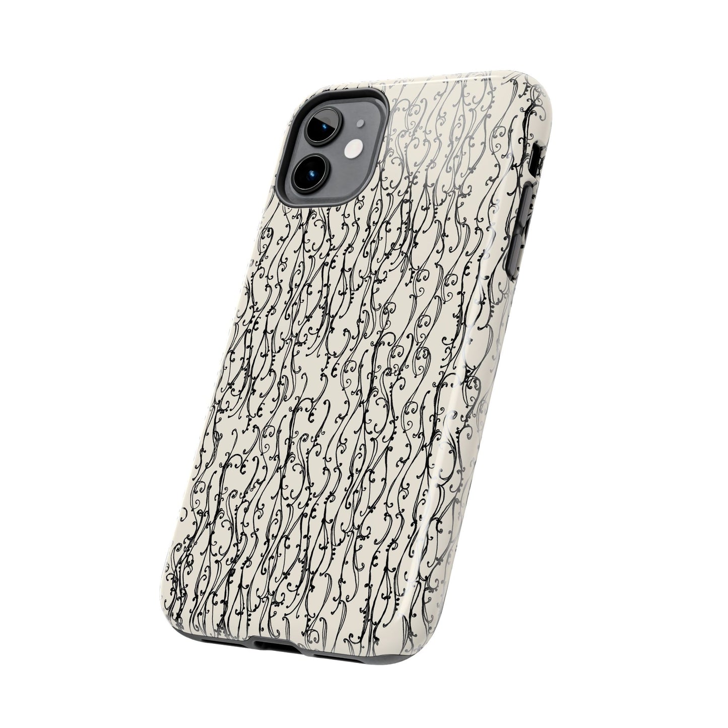 Swan Scroll Ivory / Black Phone Case