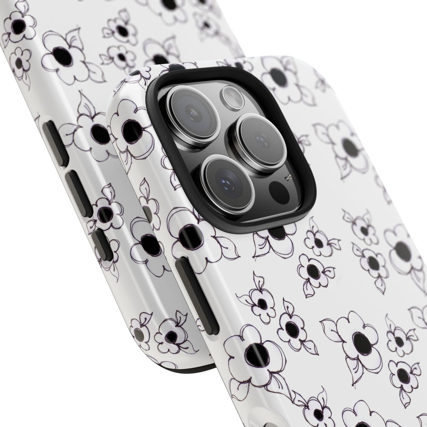 Daisy Cluster White / Black Phone Case