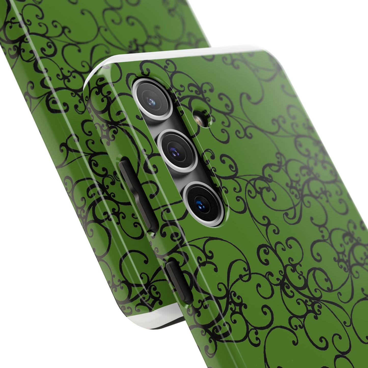 Elegant Scroll Green / Black Phone Case