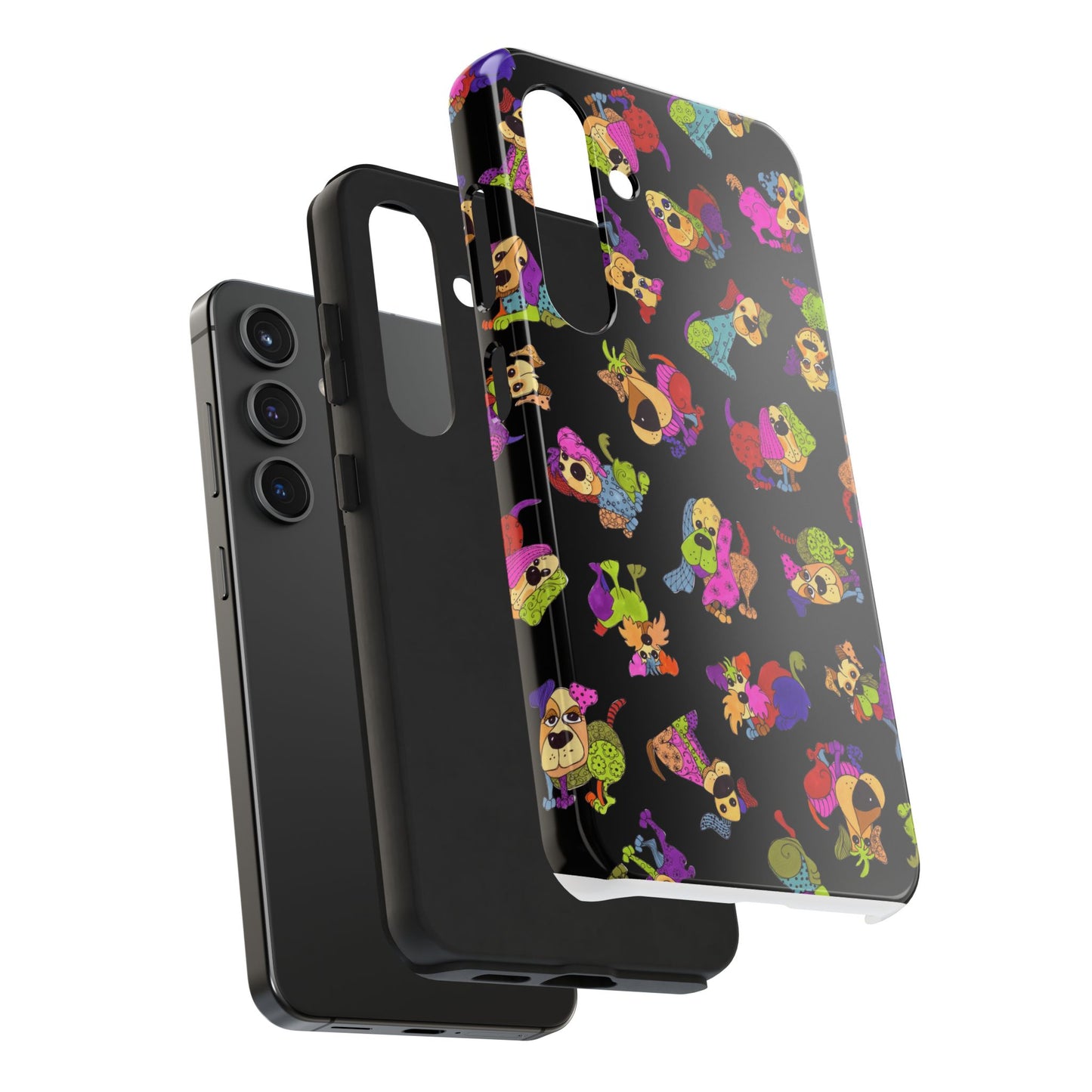 Tossed Happy Dogs Black Phone Case