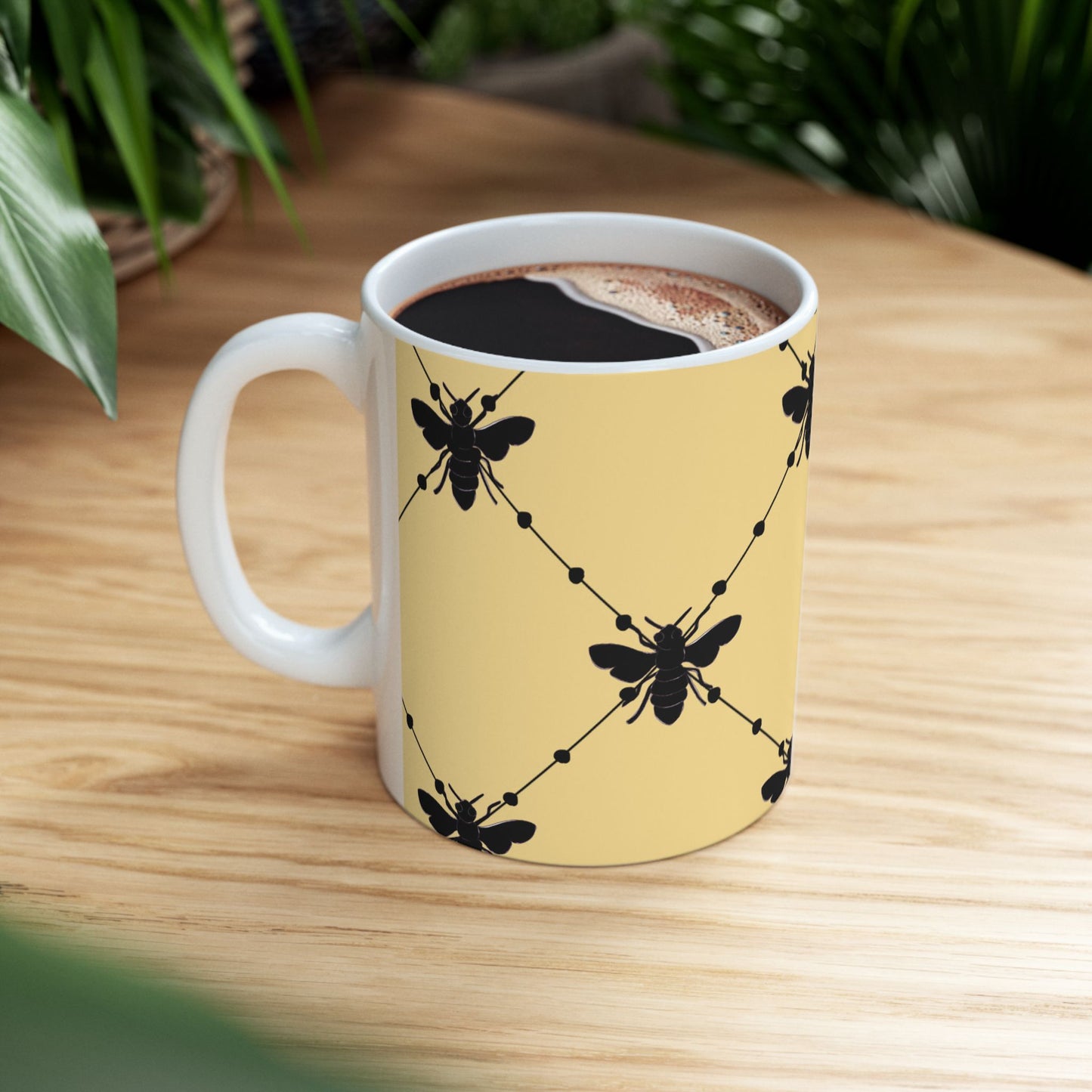 Beaded Bees Yellow Cup