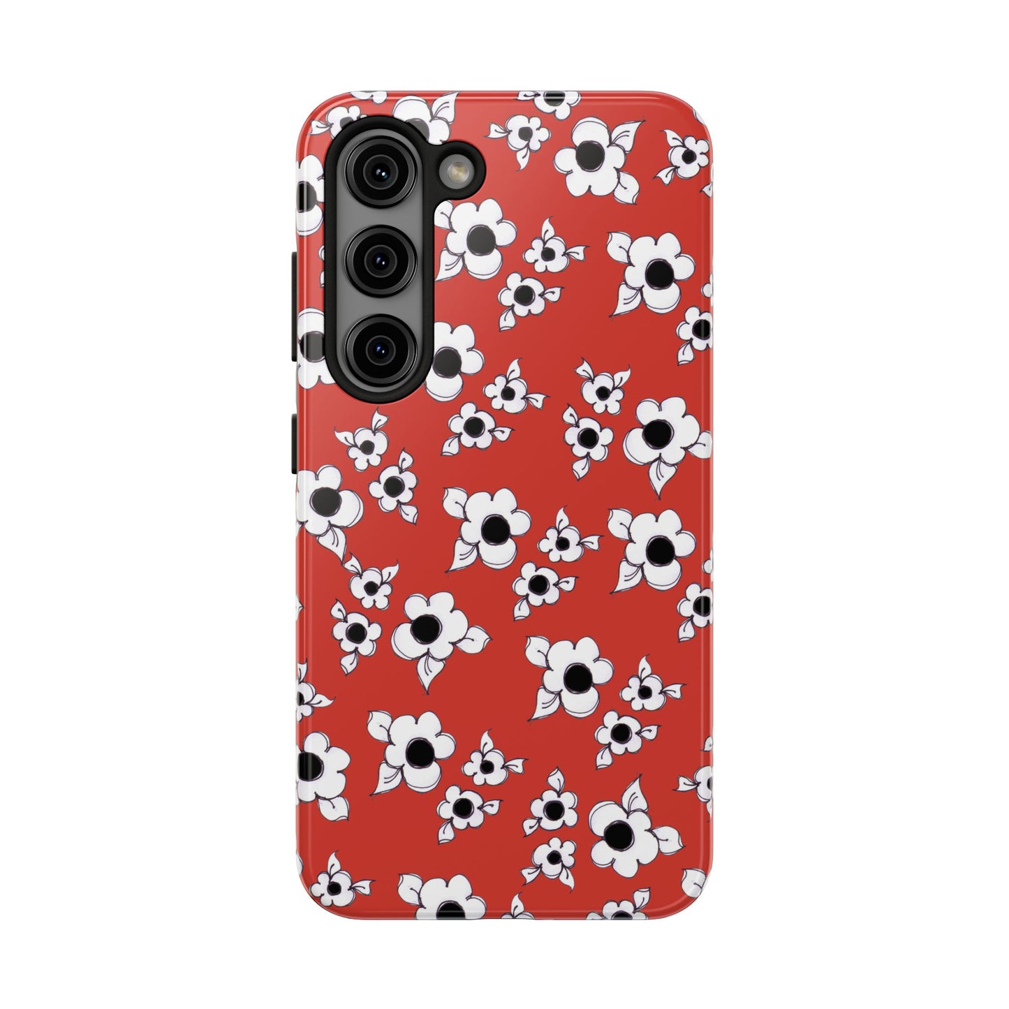 Daisy Cluster Red / Black Phone Case