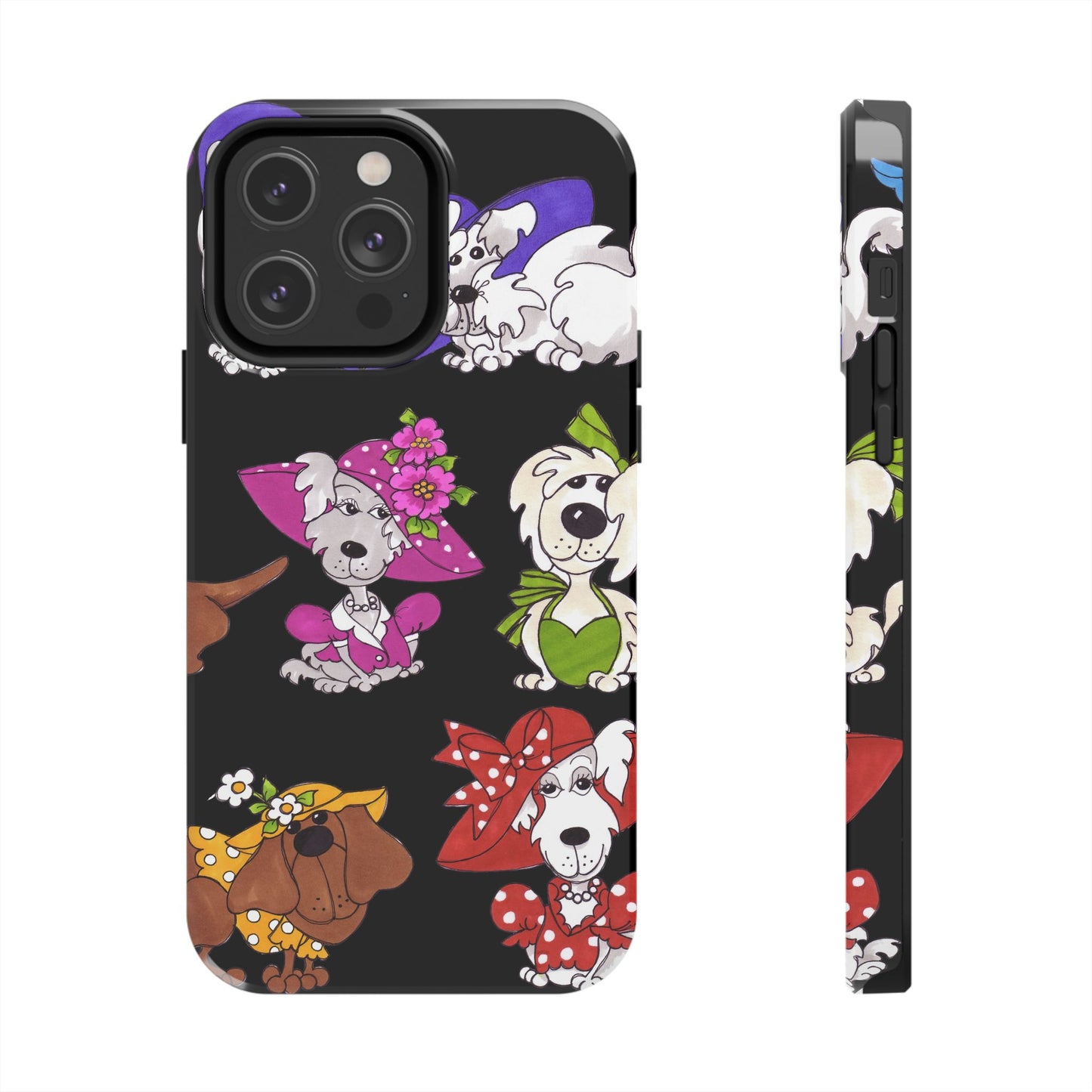Fancy Dog Line Up Black Phone Case