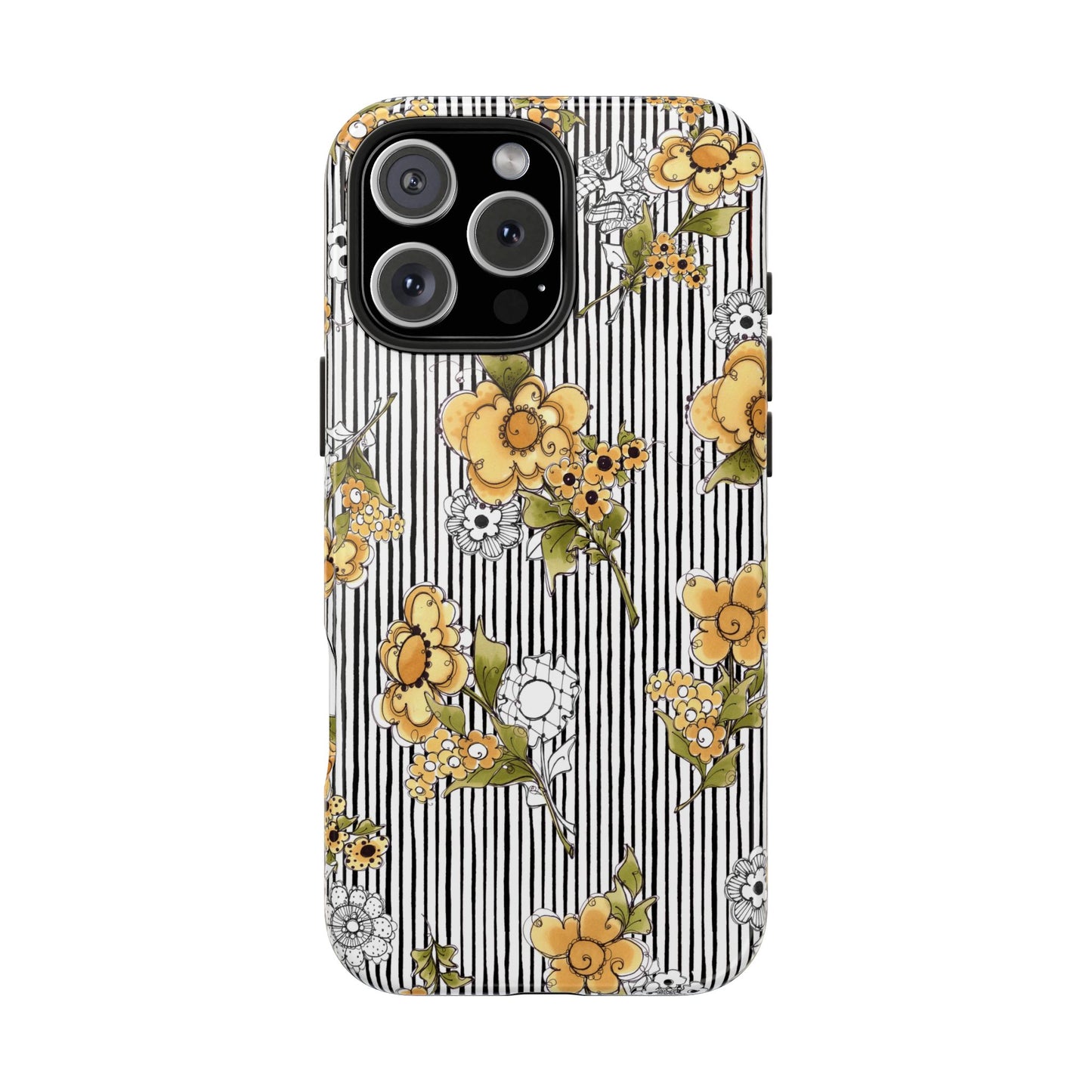 Bee Floral White / Black Phone Case