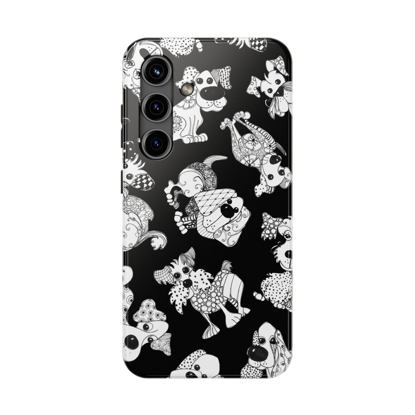 Doodle Dogs Black Phone Case