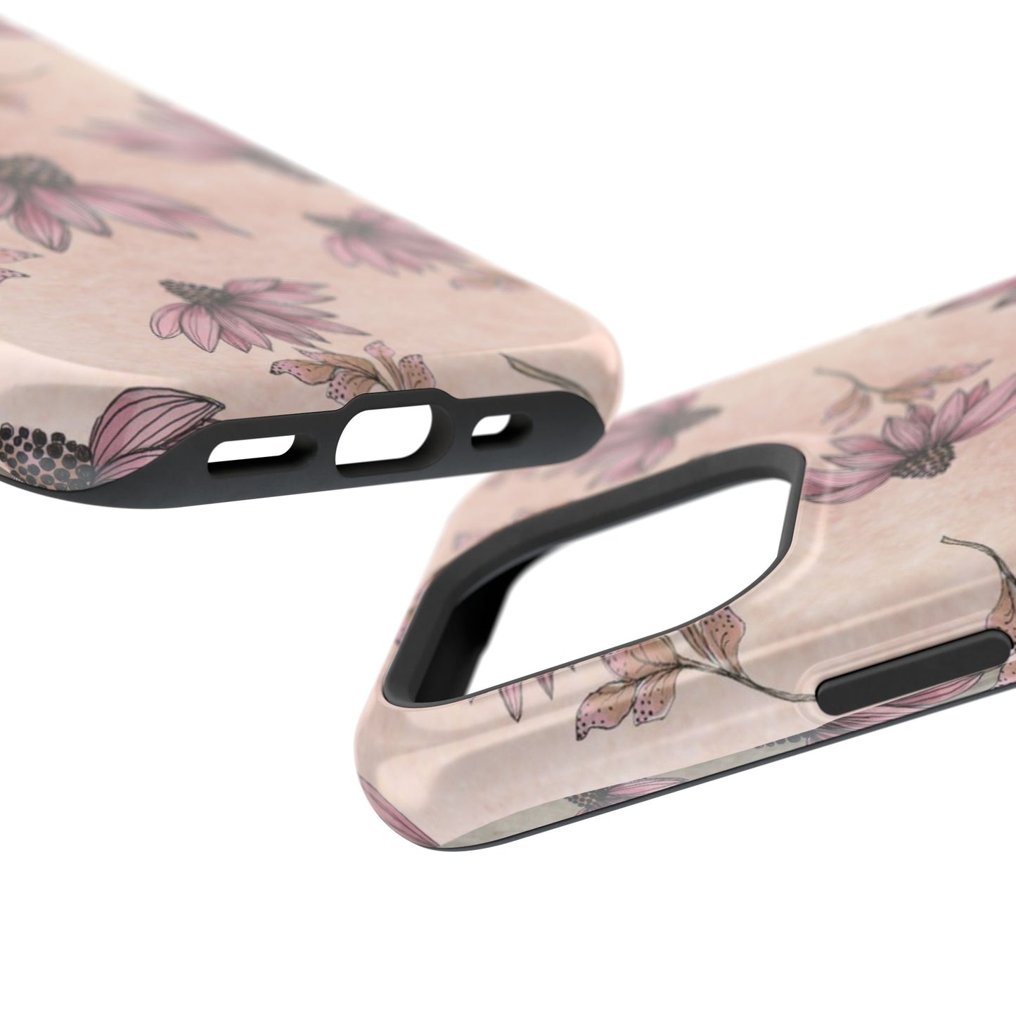 Wild Cone Flowers Pink Marble Phone Case