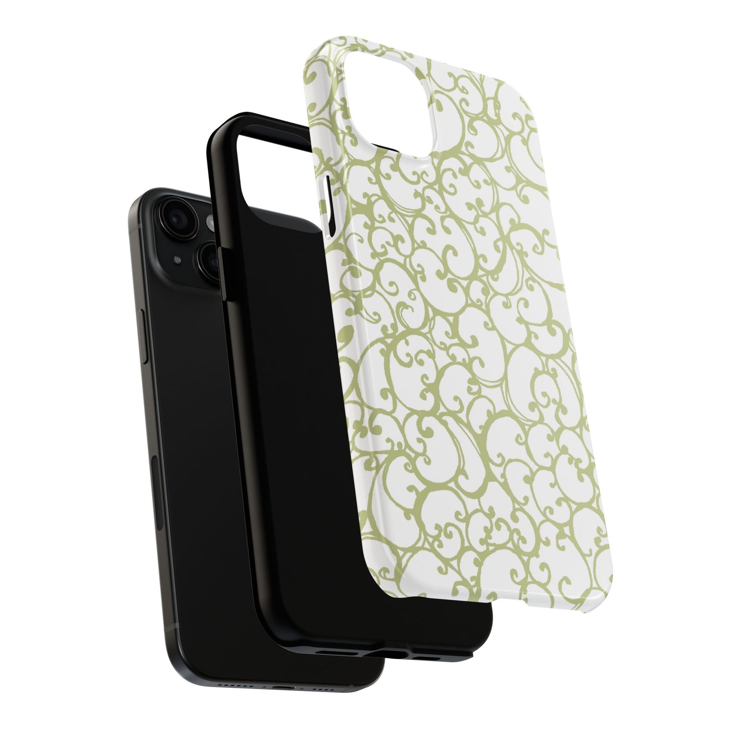 Scrollie White / Green Phone Case