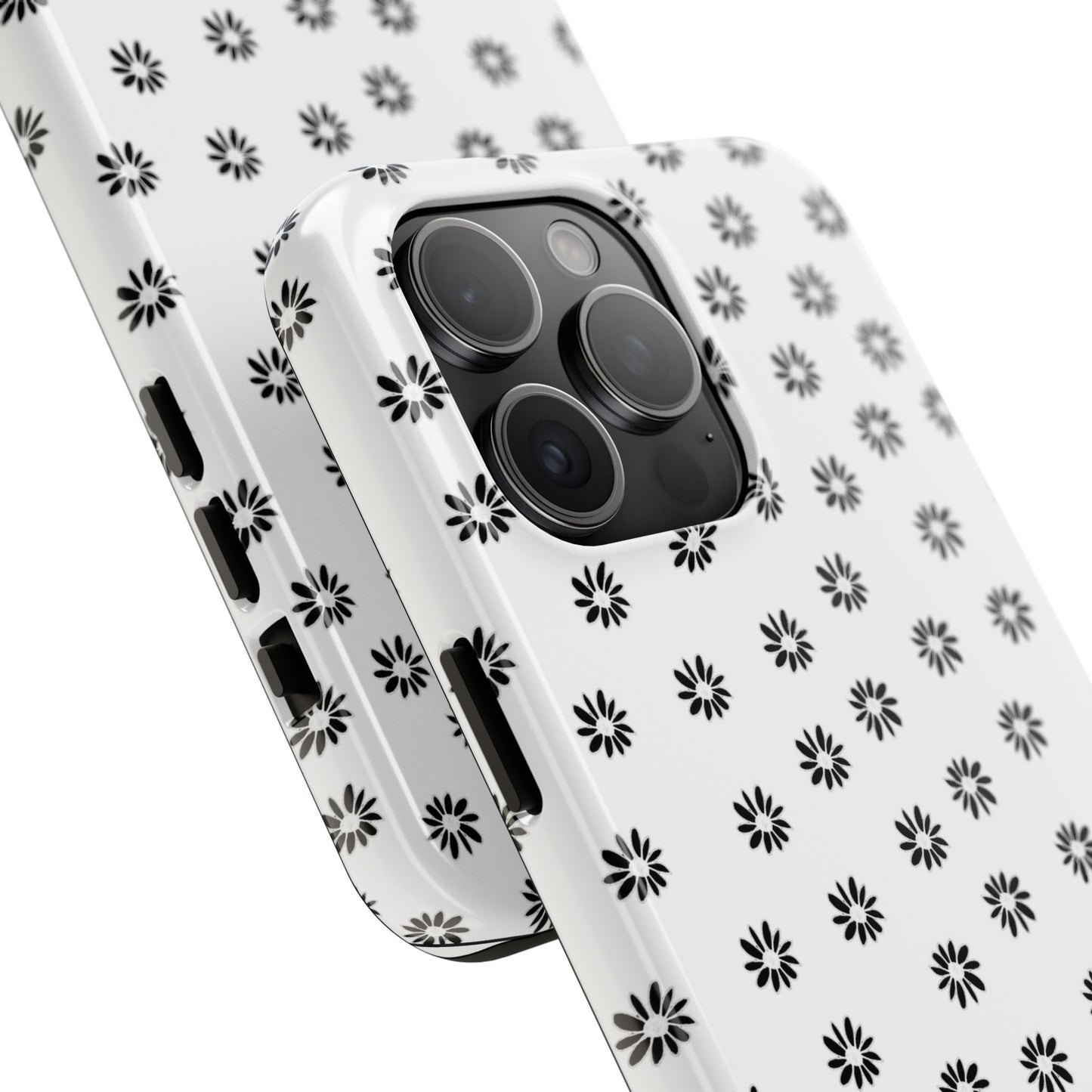 Daisy Dot White / Black Phone Case