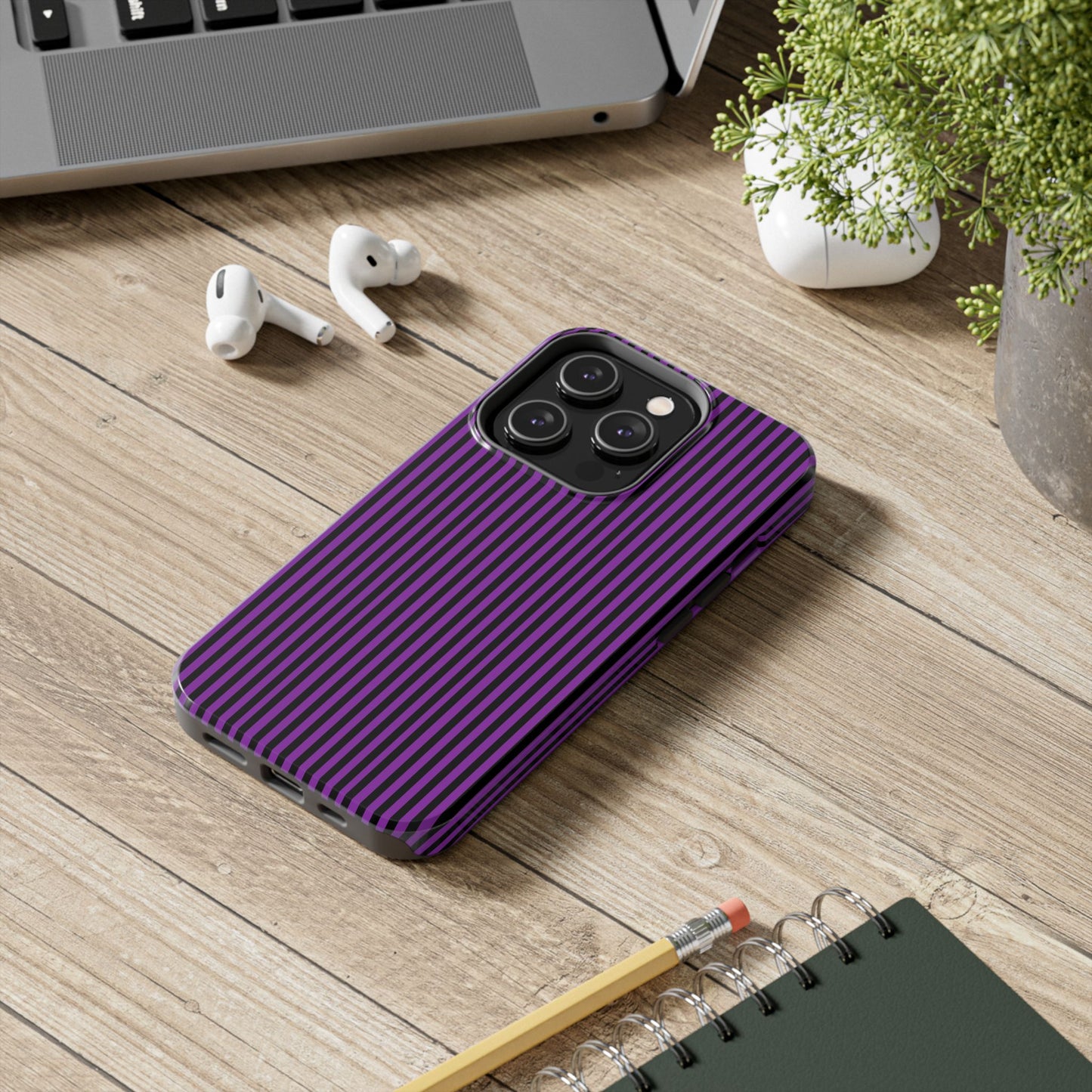 Stripe Purple / Black Phone Case