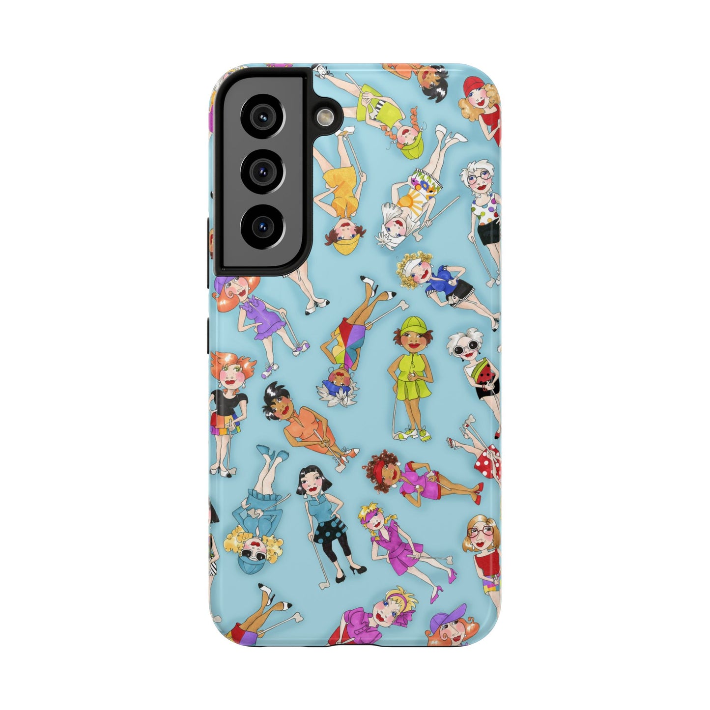 Tossed Golfer Girls Turquoise Phone Case