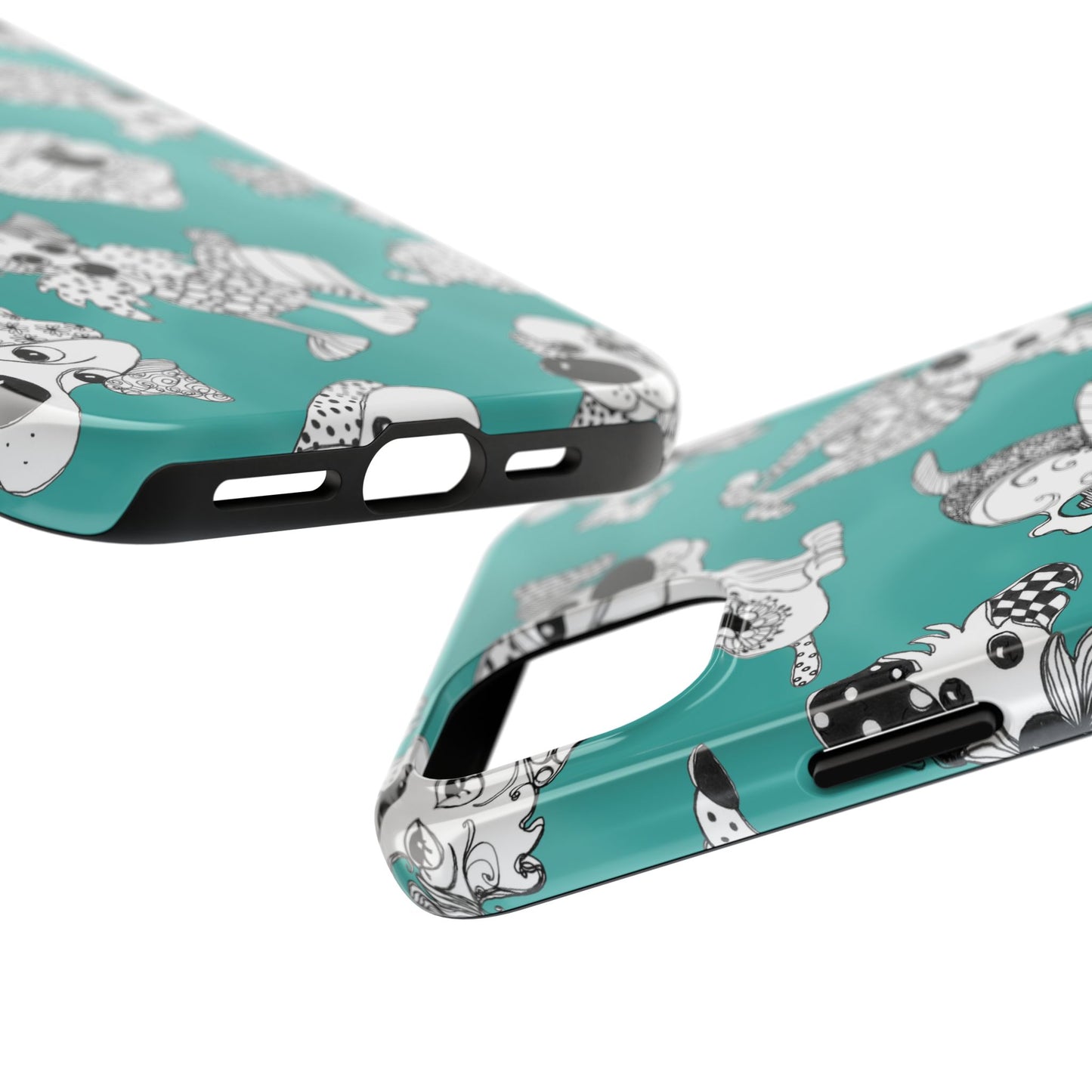 Doodle Dogs Turquoise Phone Case