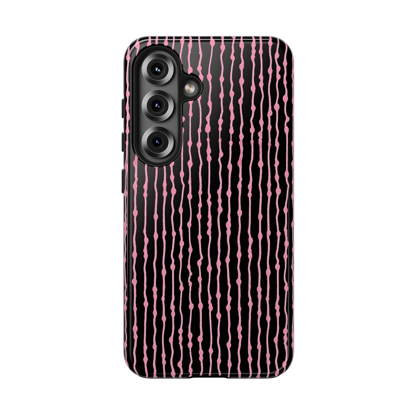 Faux Seersucker Black / Pink Phone Case