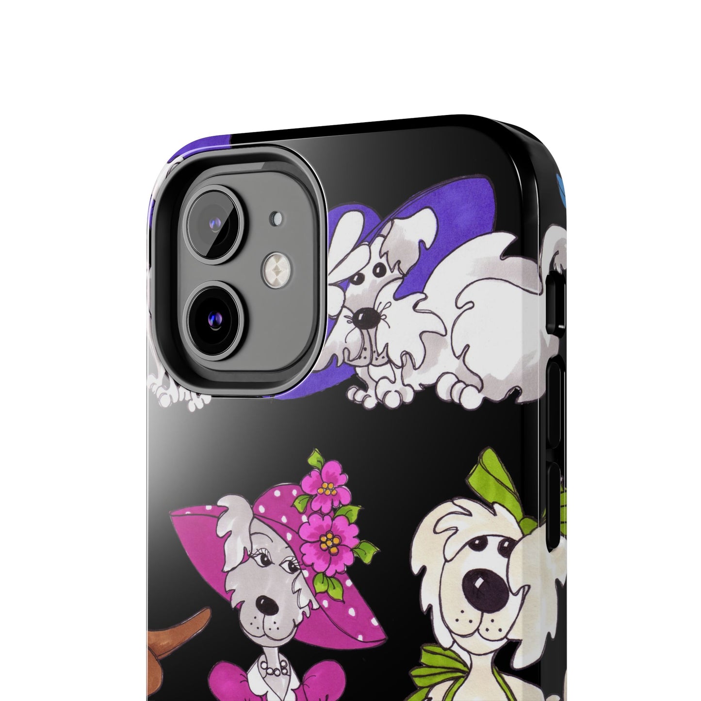 Fancy Dog Line Up Black Phone Case