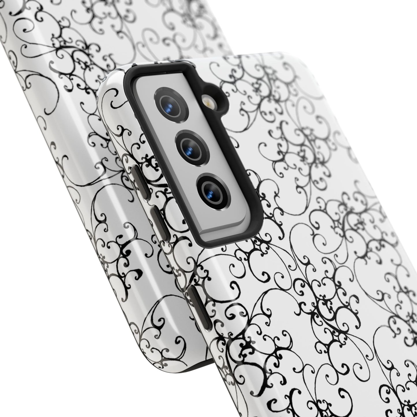 Elegant Scroll White / Black Phone Case