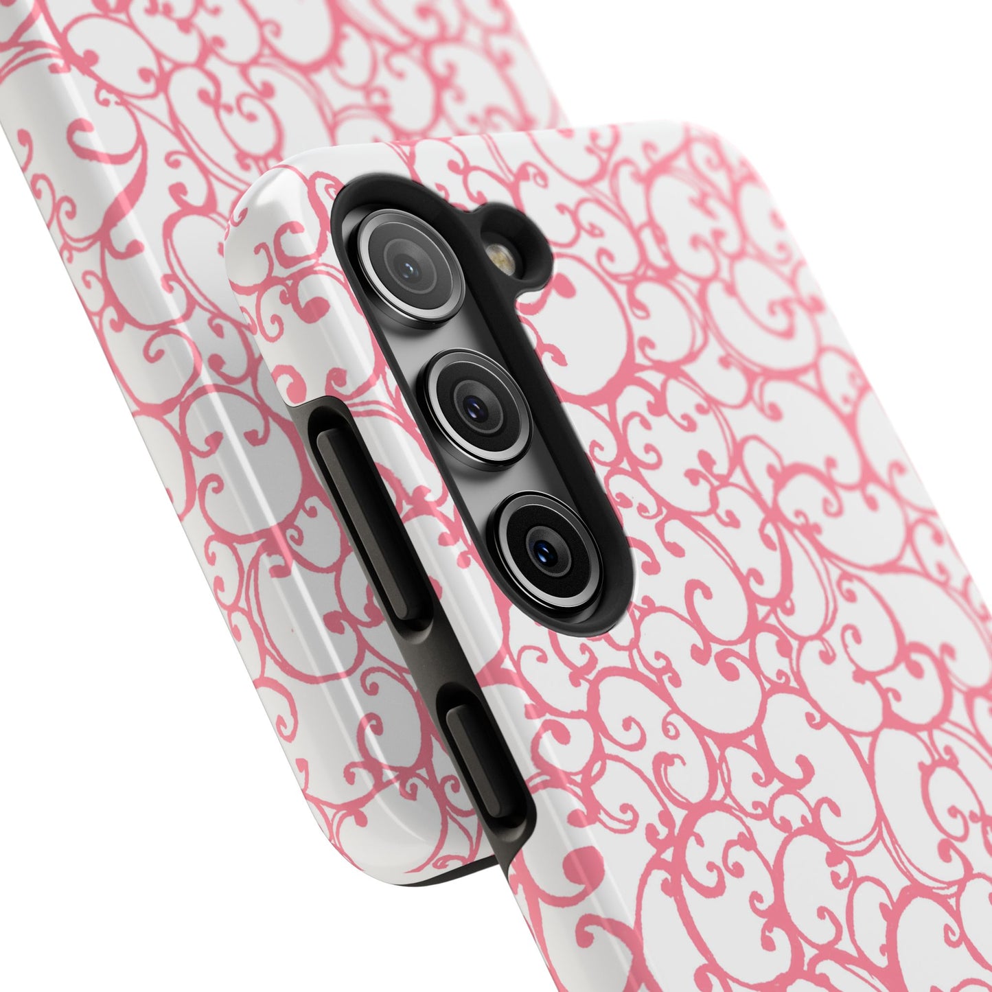 Scrollie White / Pink Phone Case