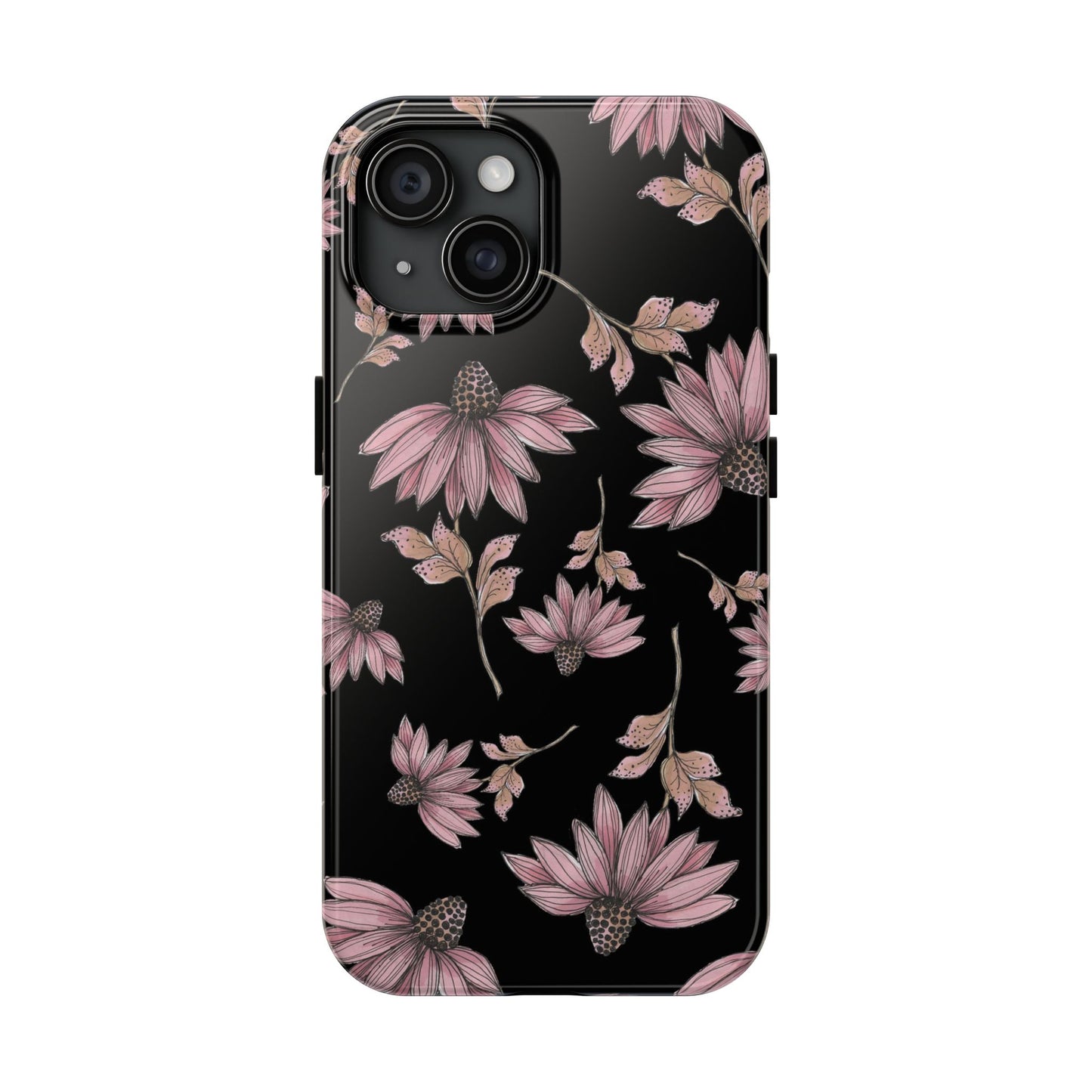 Wild Cone Flowers Black Phone Case