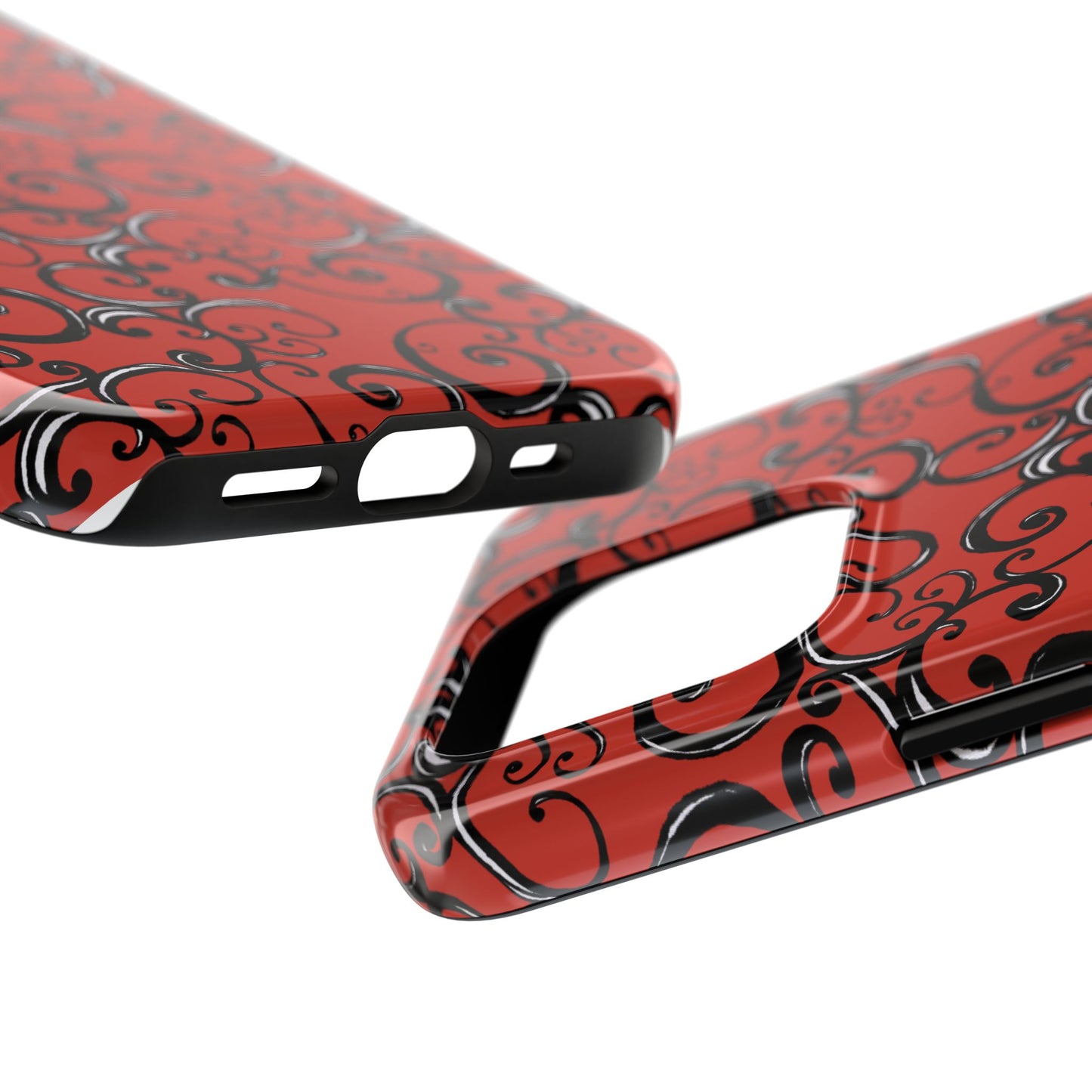 Curls Red / Black Phone Case