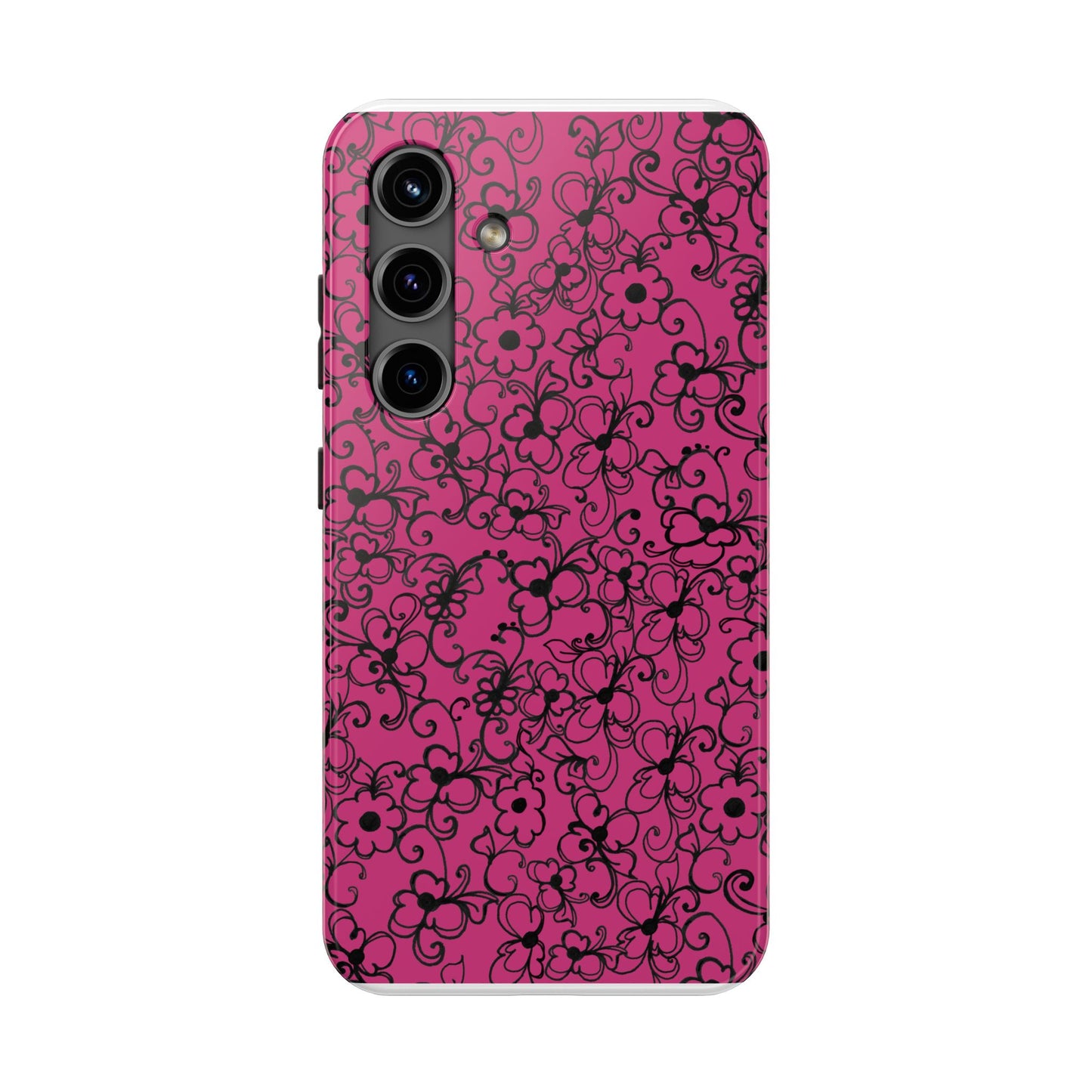 Daisy Jungle Pink / Black Phone Case