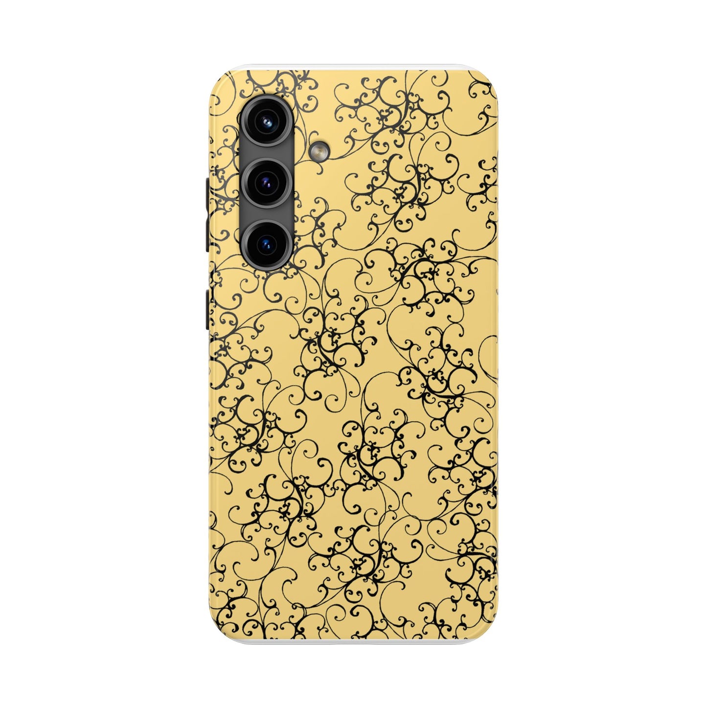 Elegant Scroll Yellow / Black Phone Case