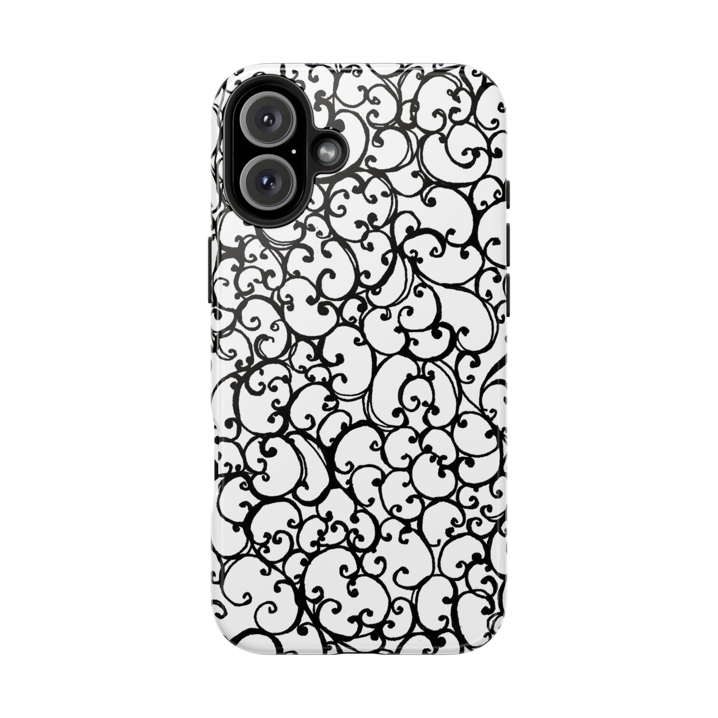 Scrollie White / Black Phone Case