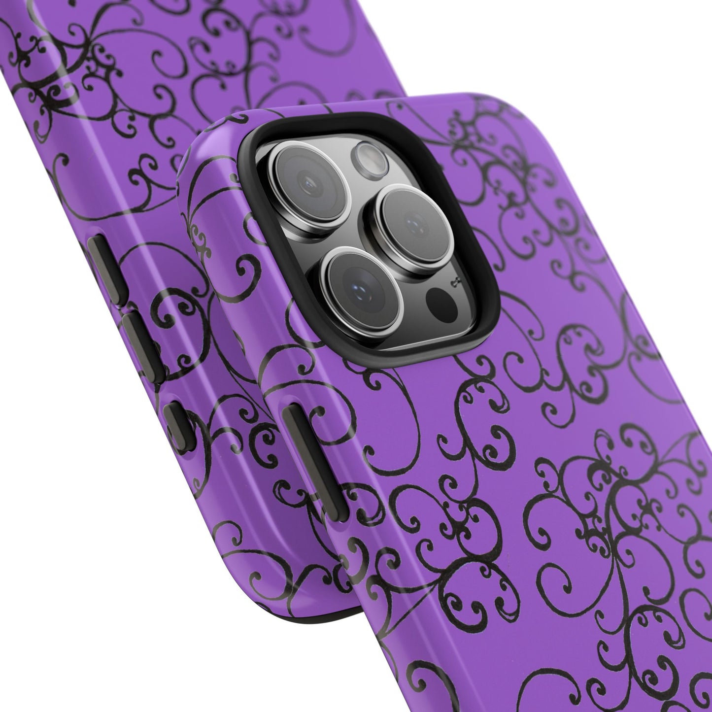 Elegant Scroll Purple / Black Phone Case