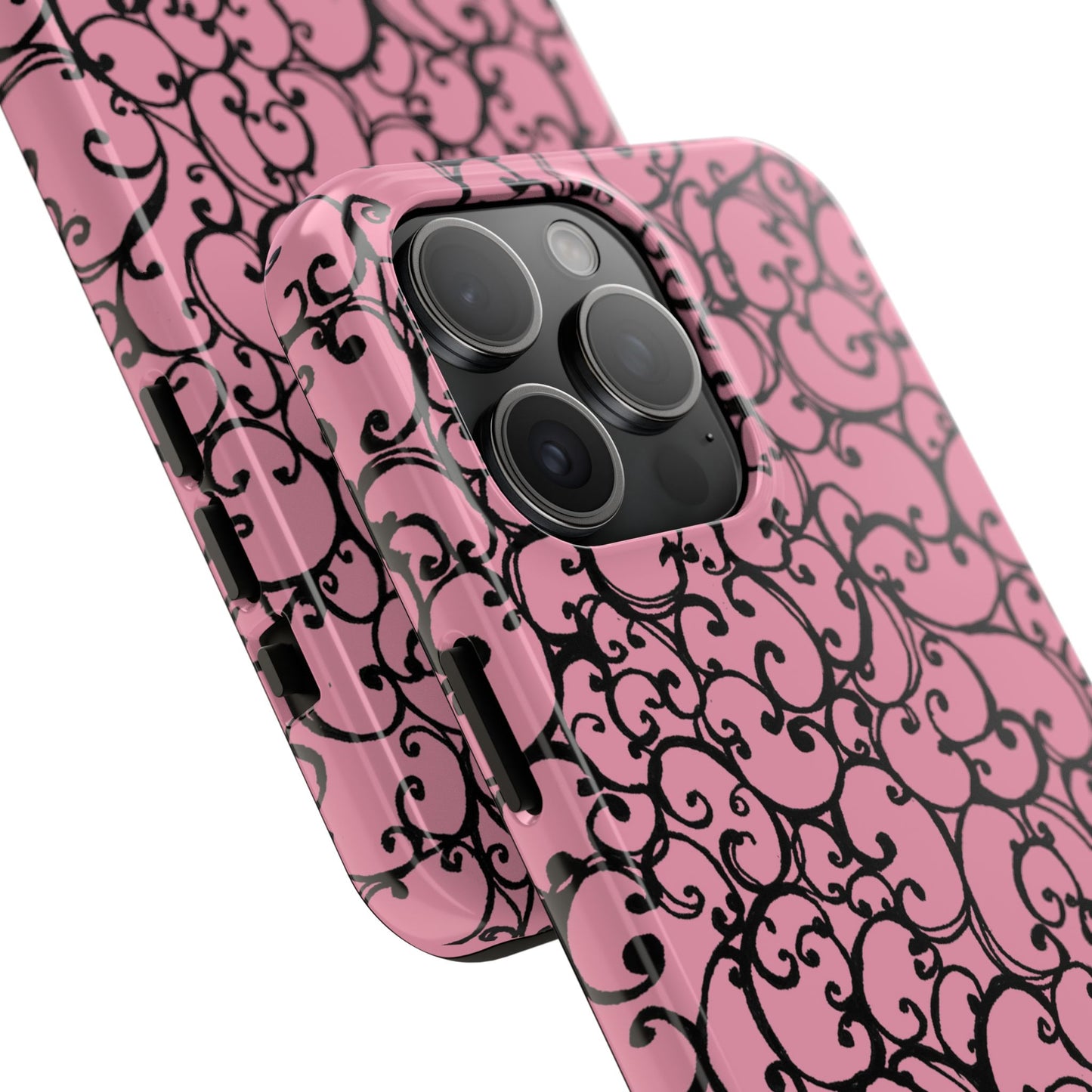 Scrollie Pink / Black Phone Case
