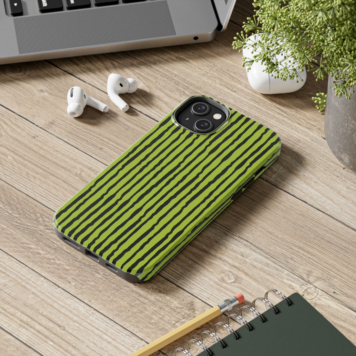 Sorta Stripe Green / Black Phone Case