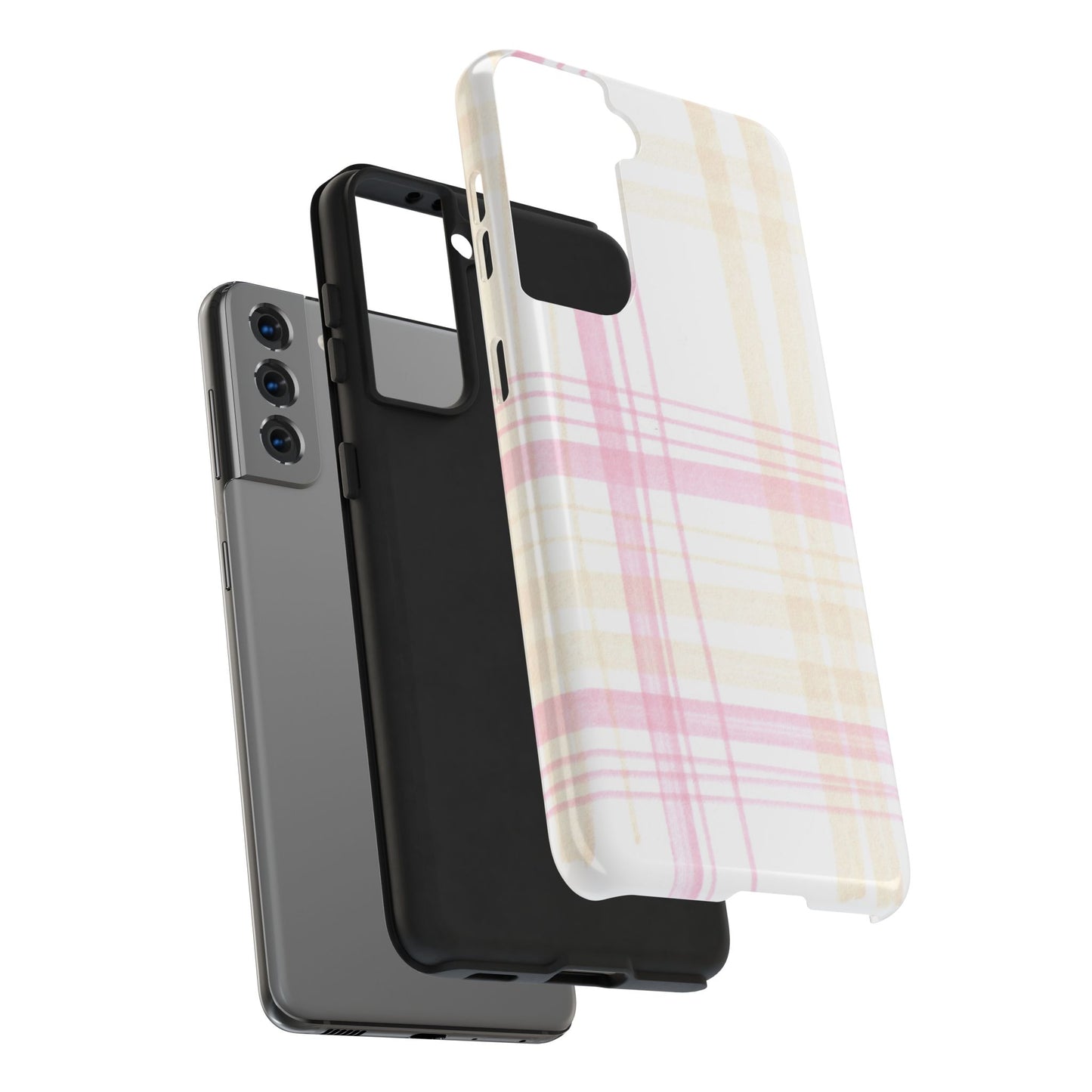 Flower Model Plaid Phone Case
