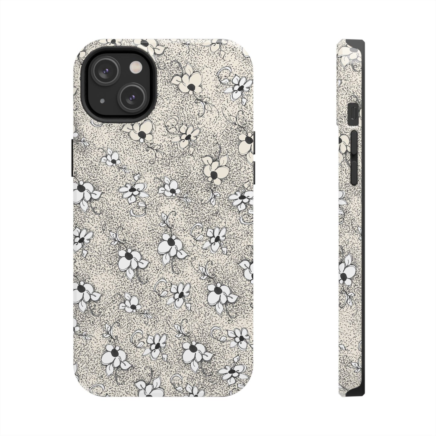 Daisy Flecks Ivory / Black Phone Case