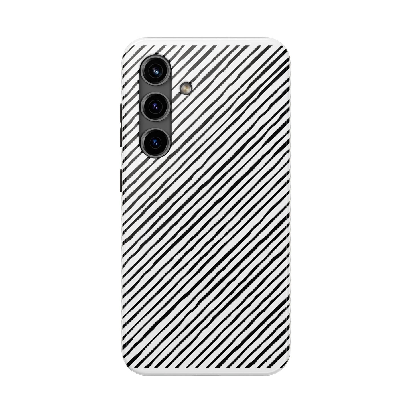 Quirky Bias Stripe White / Black Phone Case
