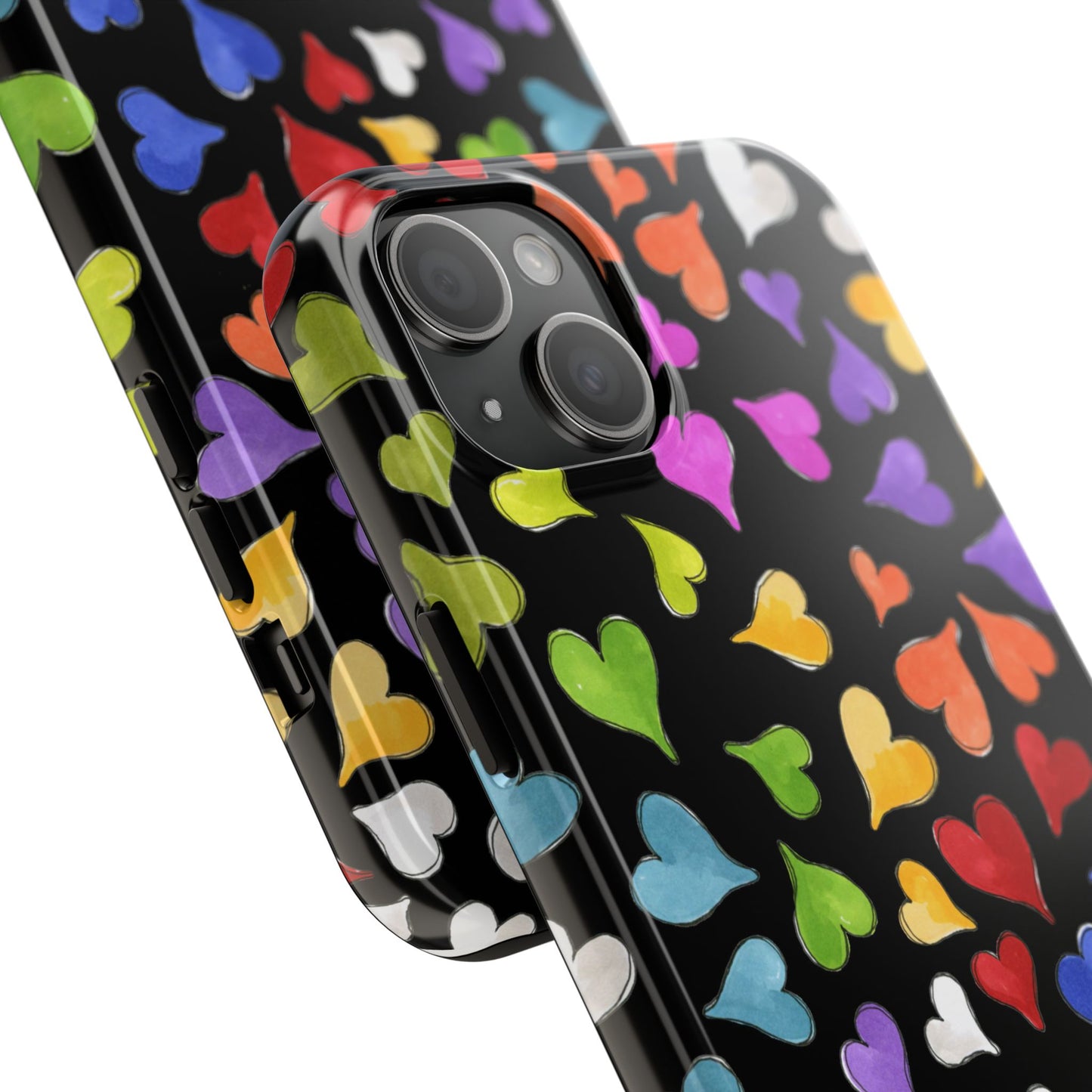 Happy Hearts Black Phone Case