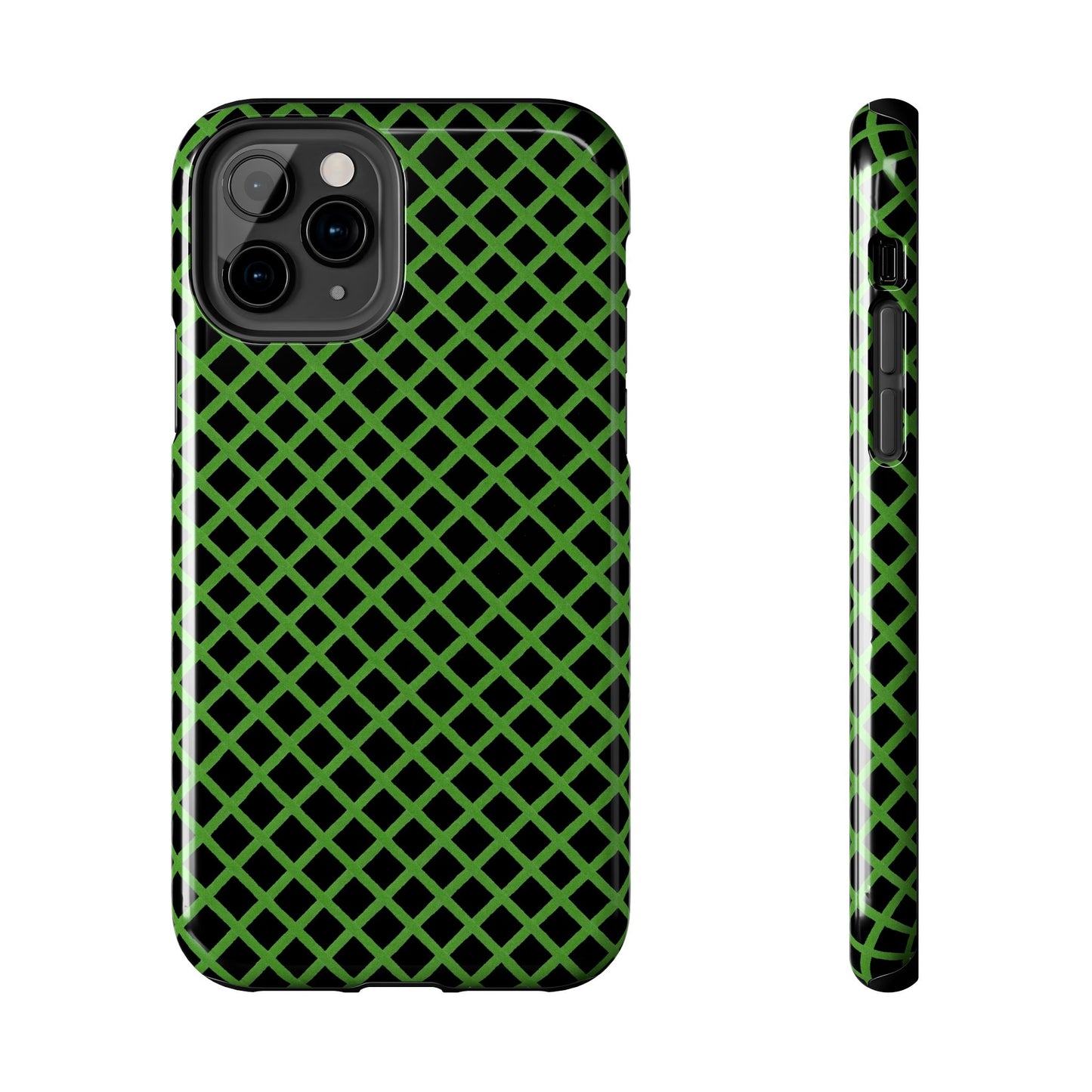 Trellis Green / Black Phone Case