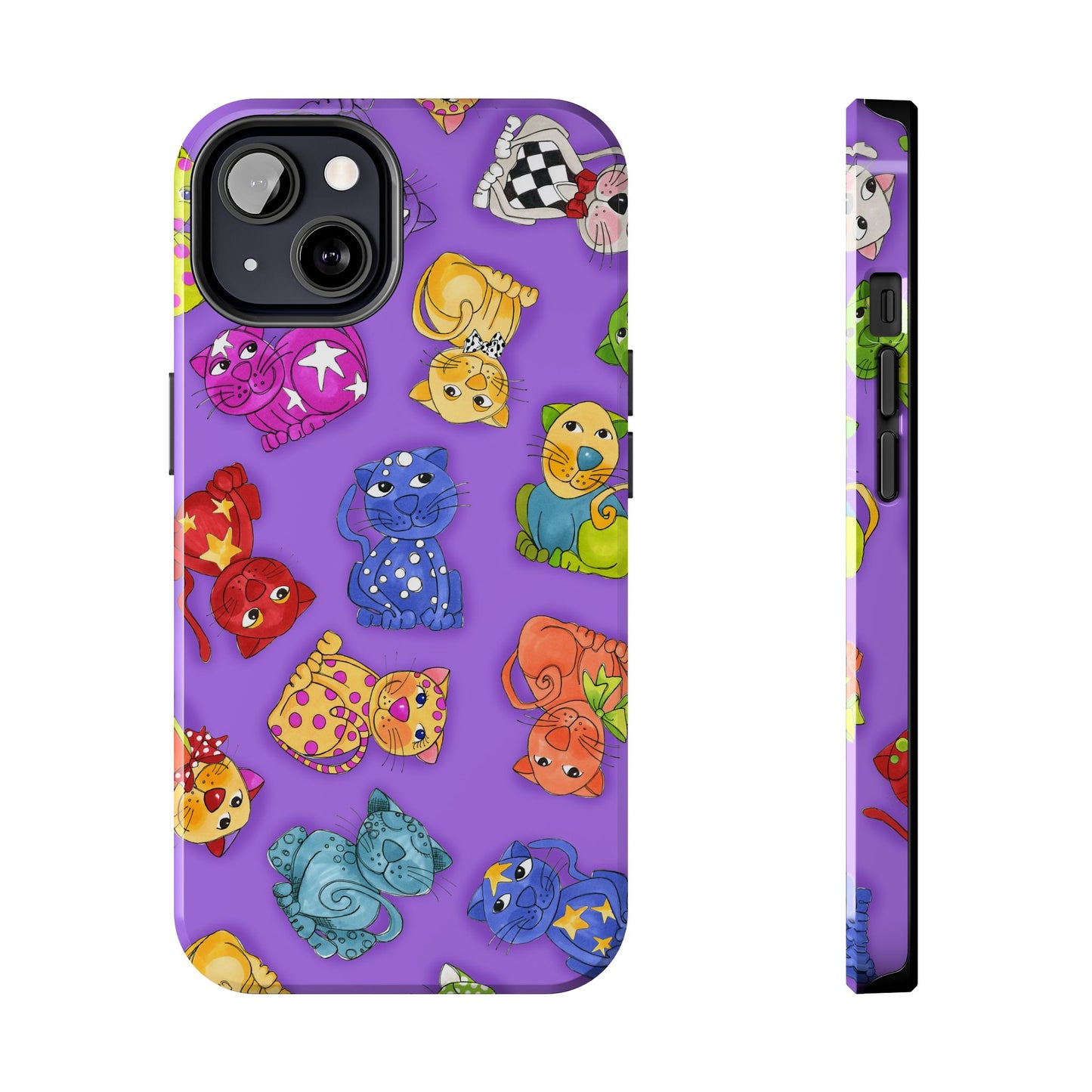 Tossed Happy Cats Purple Phone Case