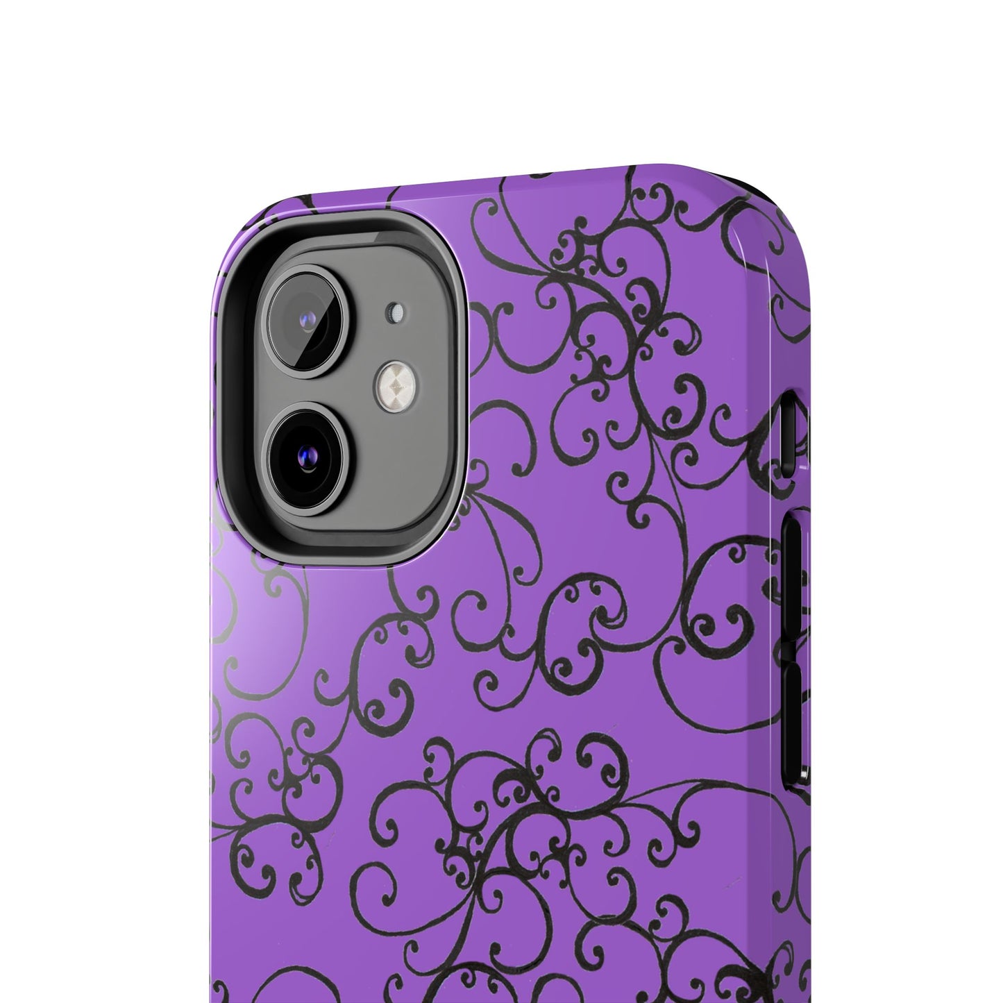 Elegant Scroll Purple / Black Phone Case